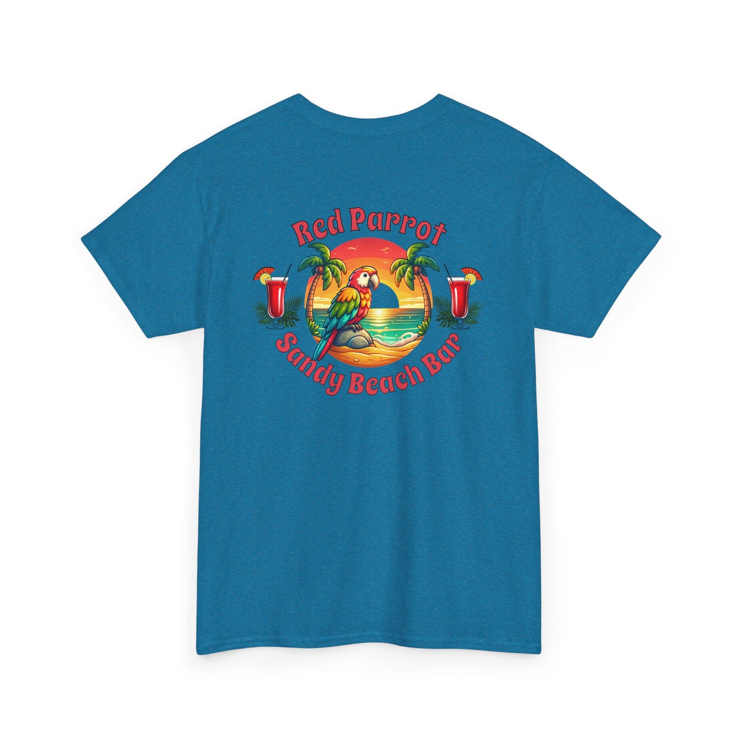 Red Parrot Sandy Beach Bar Unisex Casual Wear T-shirt - Caribbean Rays