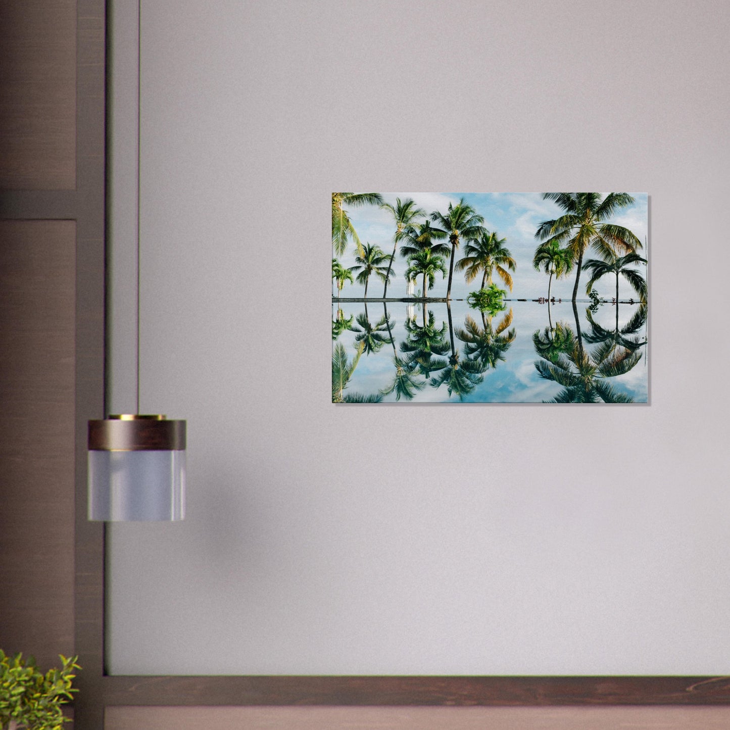 Palm Tree Reflections Canvas Wall Print on Caribbean Rays