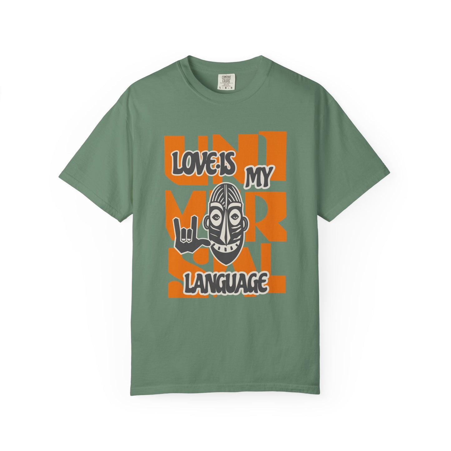 Green t-shirt with graphic design and text on a white background at Caribbean Rays