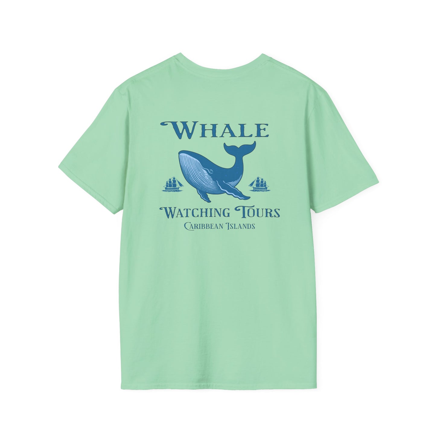 Whale Watching Tours Unisex Softstyle T-Shirt at Caribbean Rays