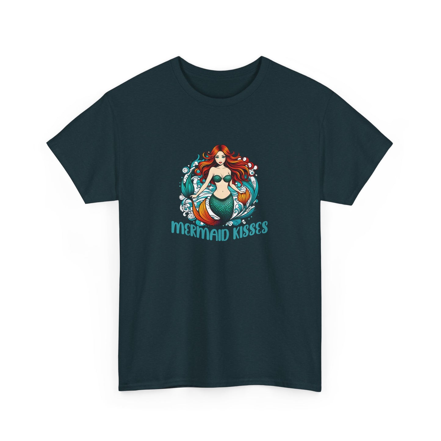 Mermaid Kisses Unisex Heavy Cotton Tee – Fun, Relaxed Vibe for Ocean Lovers
