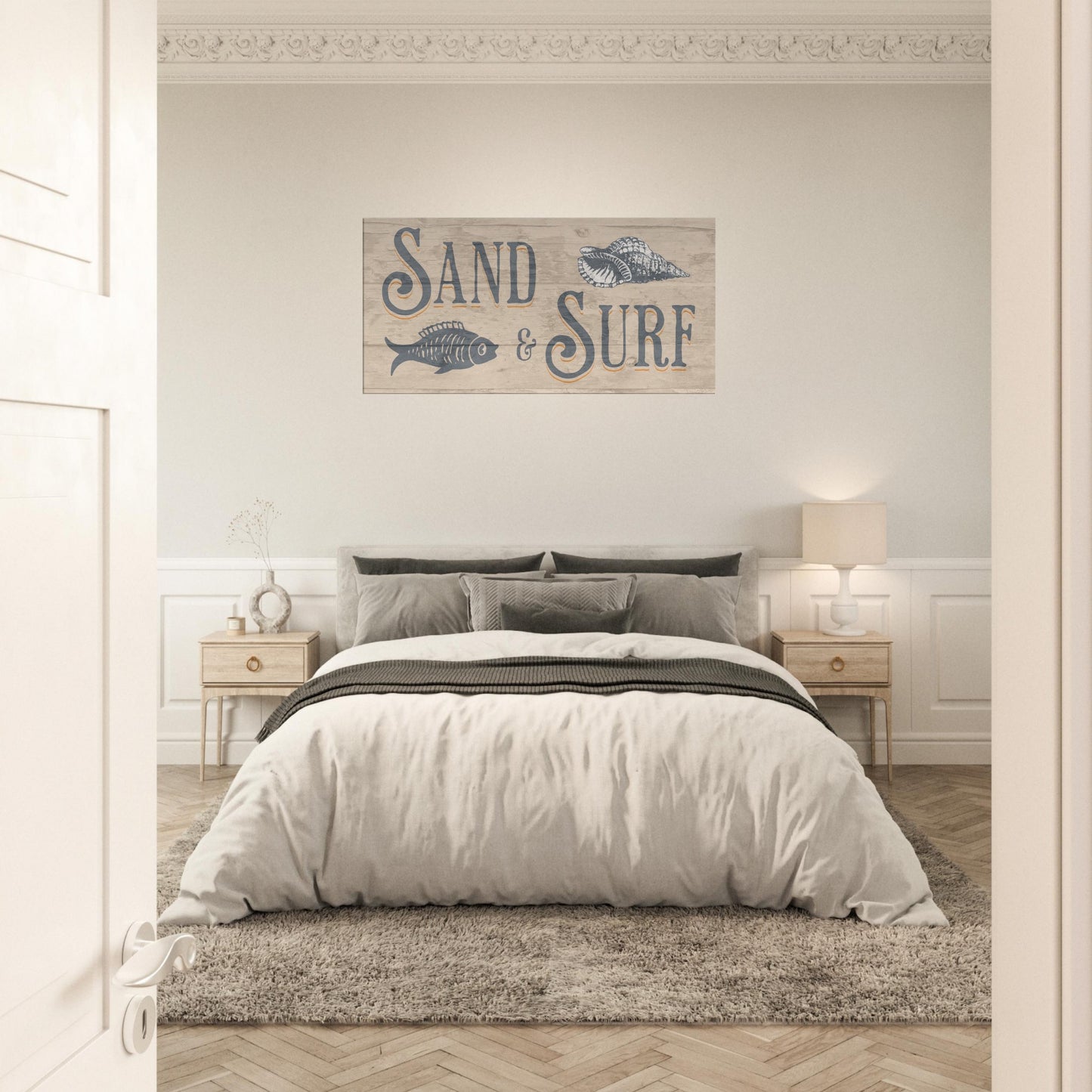 Sand & Surf Large Canvas Wall Print on Caribbean Rays