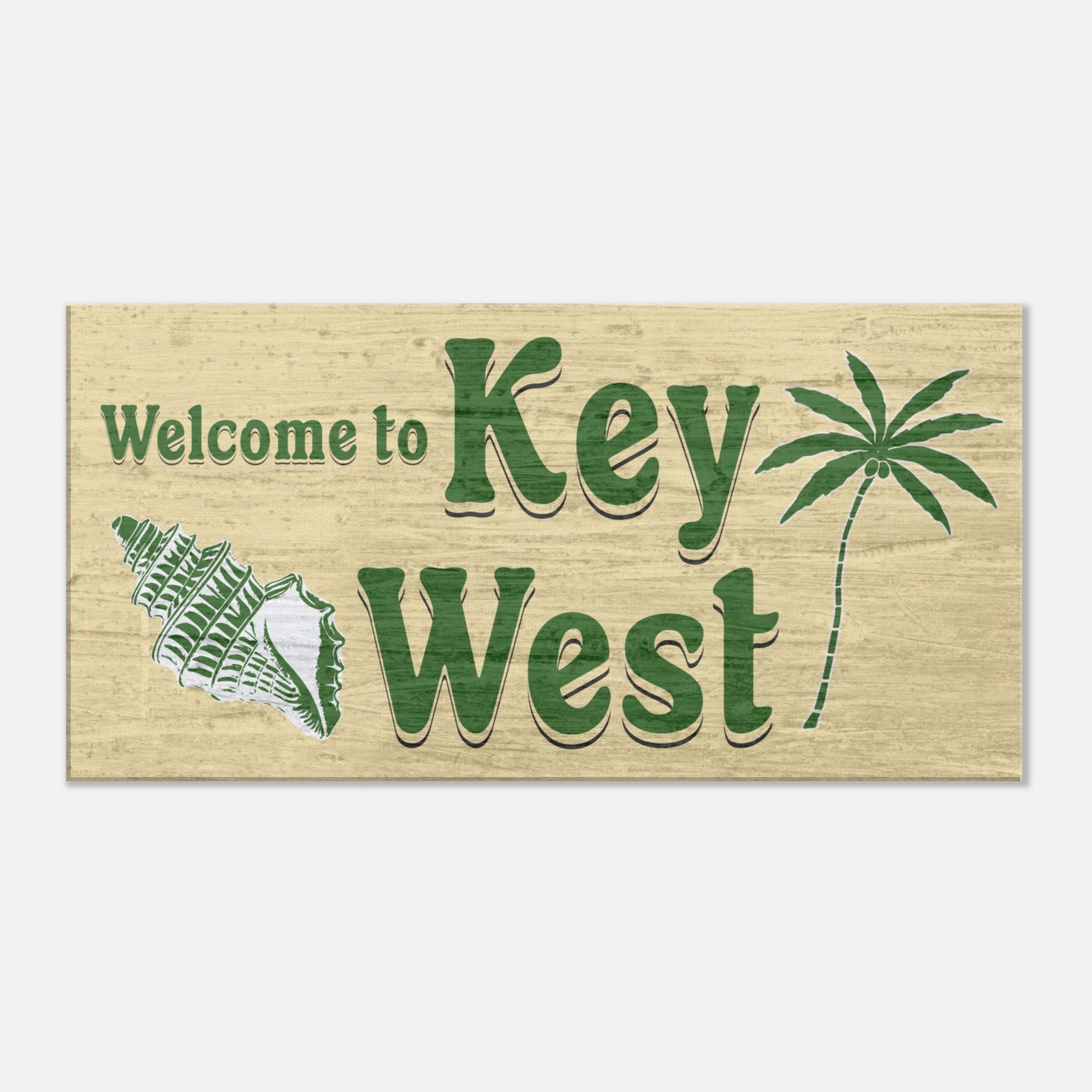 Welcome to Key West Large Canvas Wall Print by Caribbean Rays