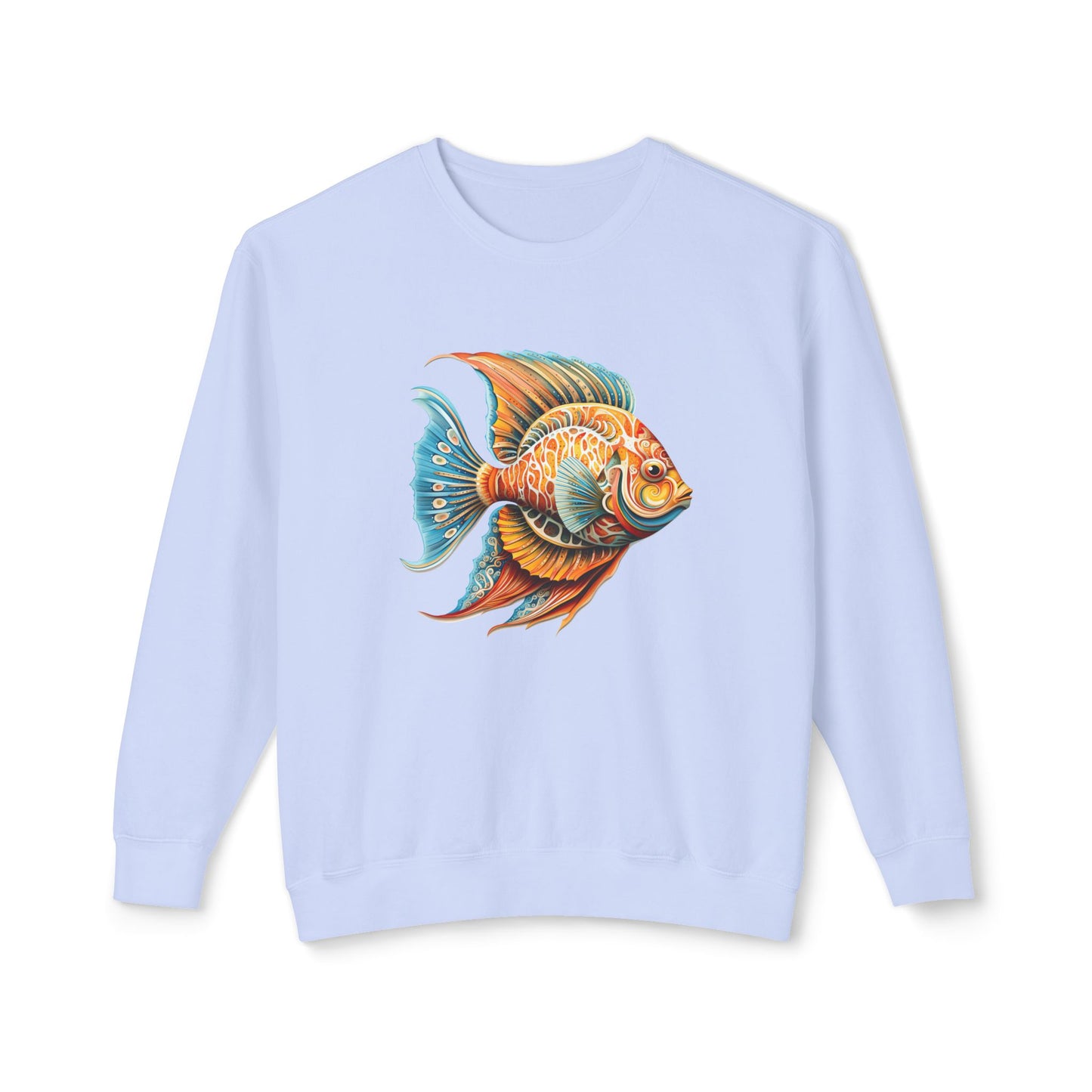 Beach Club Vibrant Fish Art Unisex Lightweight Crewneck Sweatshirt