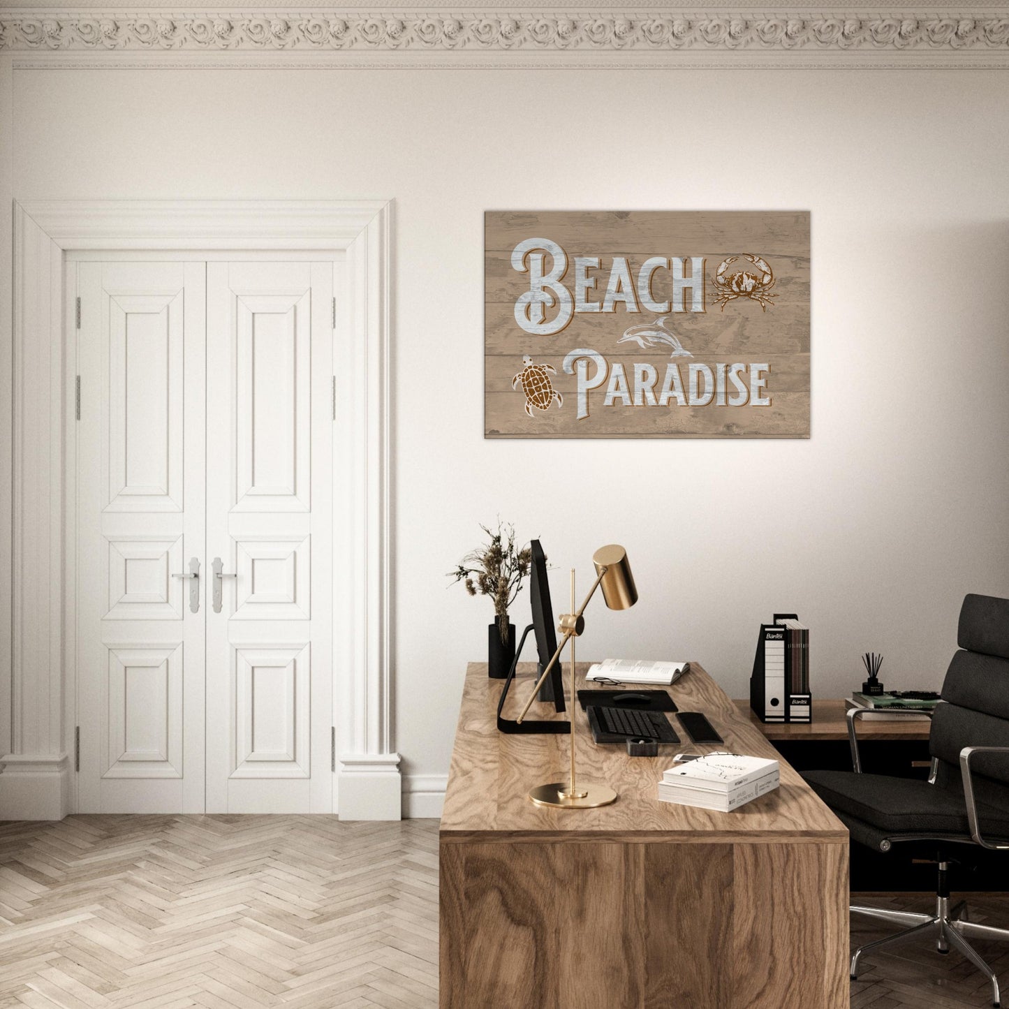 Distressed Beach Paradise Large Canvas Wall Print - Caribbean Rays