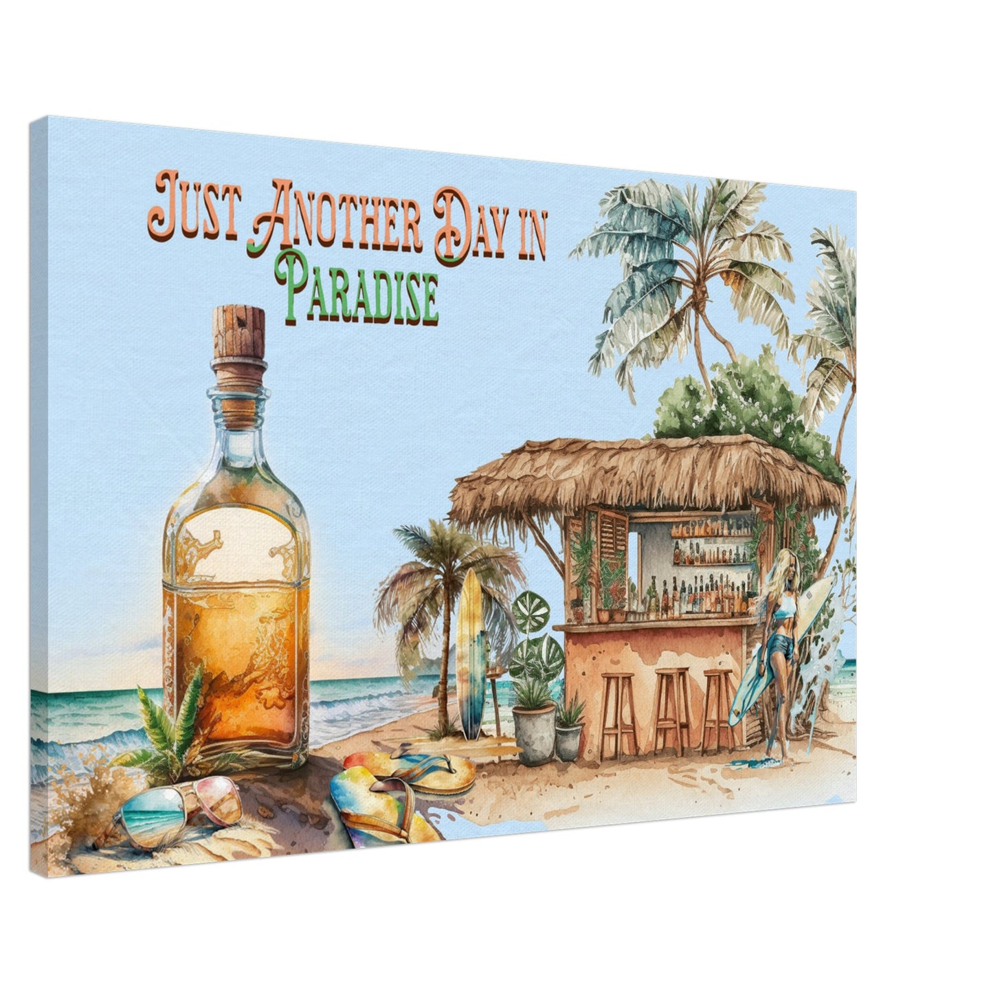 Beach Tiki Time Canvas Wall Print Caribbean Rays