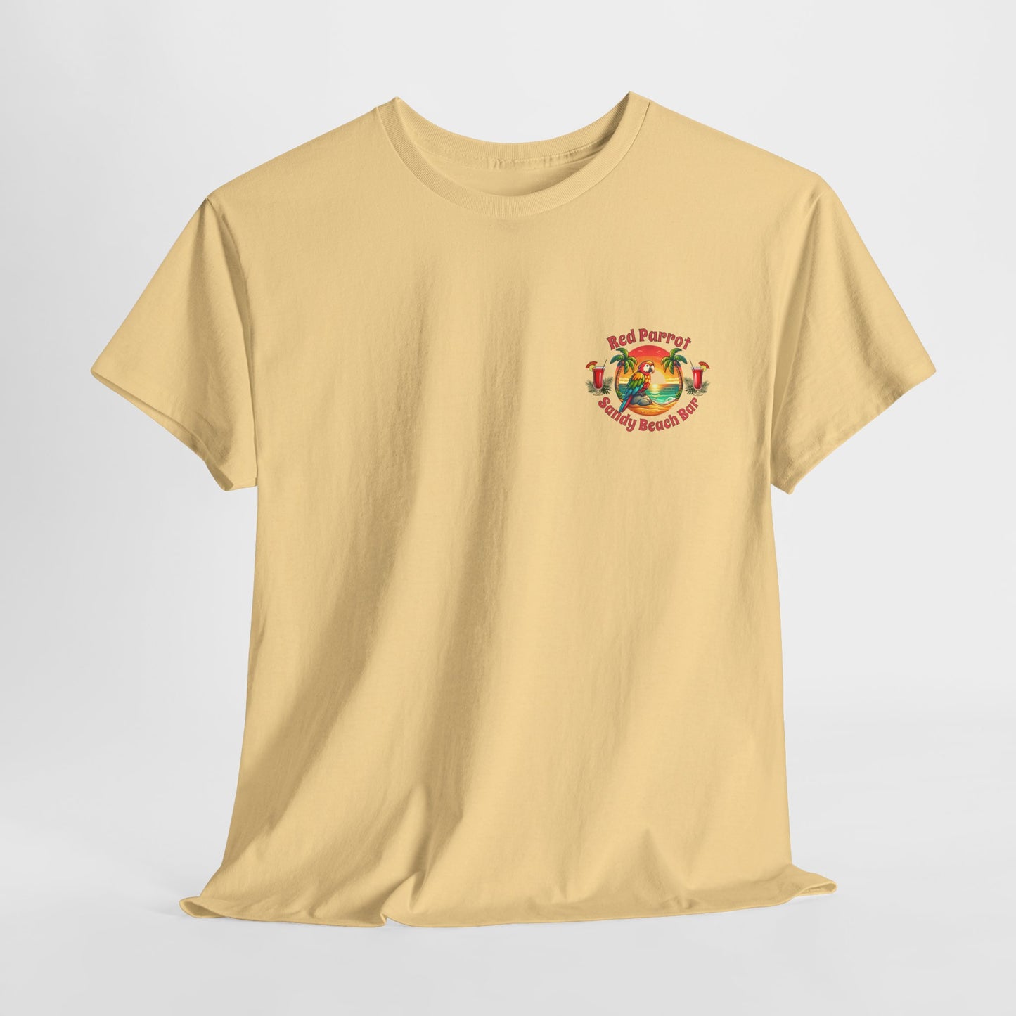 Red Parrot Sandy Beach Bar Unisex Casual Wear T-shirt