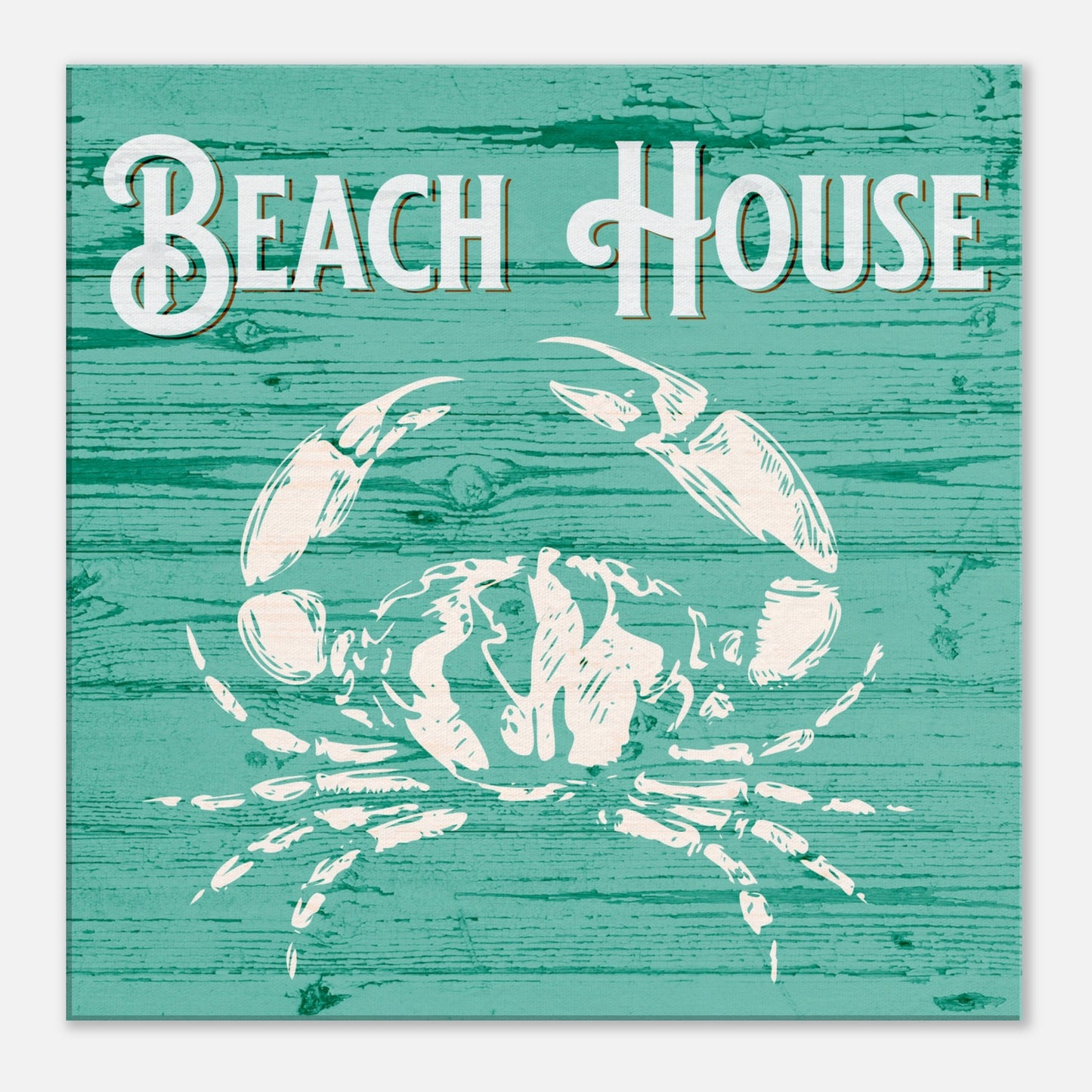Beach House Crab Turquoise Canvas Wall Print at Caribbean Rays