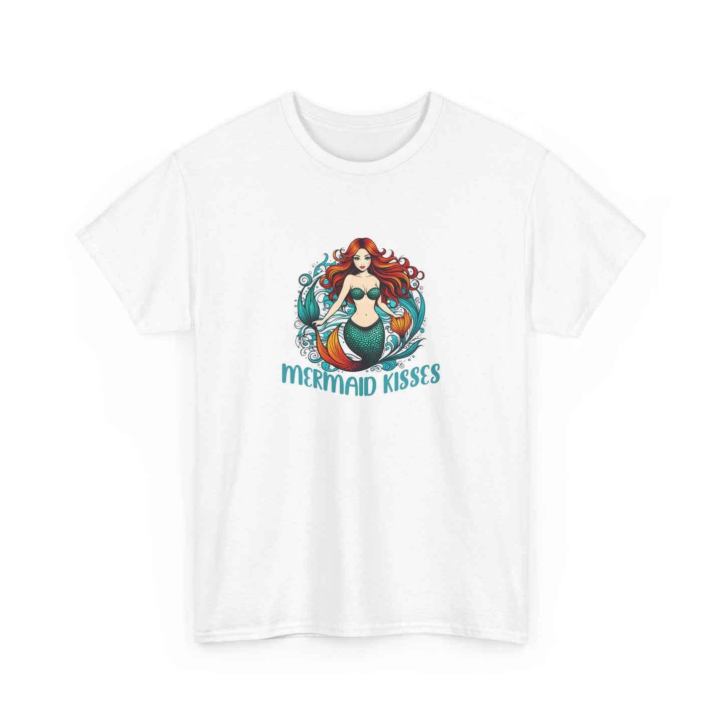 Mermaid Kisses Unisex Heavy Cotton Tee – Fun, Relaxed Vibe for Ocean Lovers