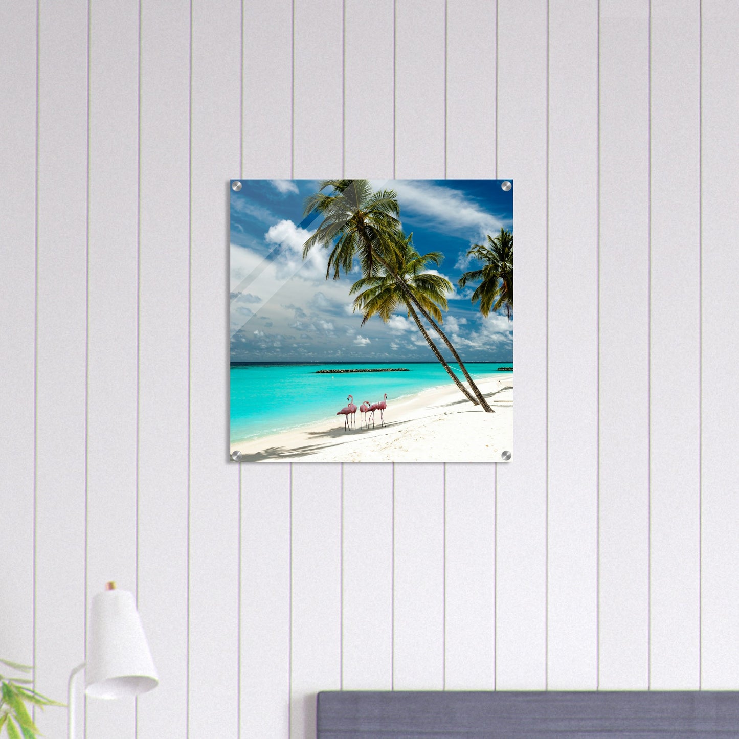 Flamingos on Vacation Acrylic Wall Print - Caribbean Rays