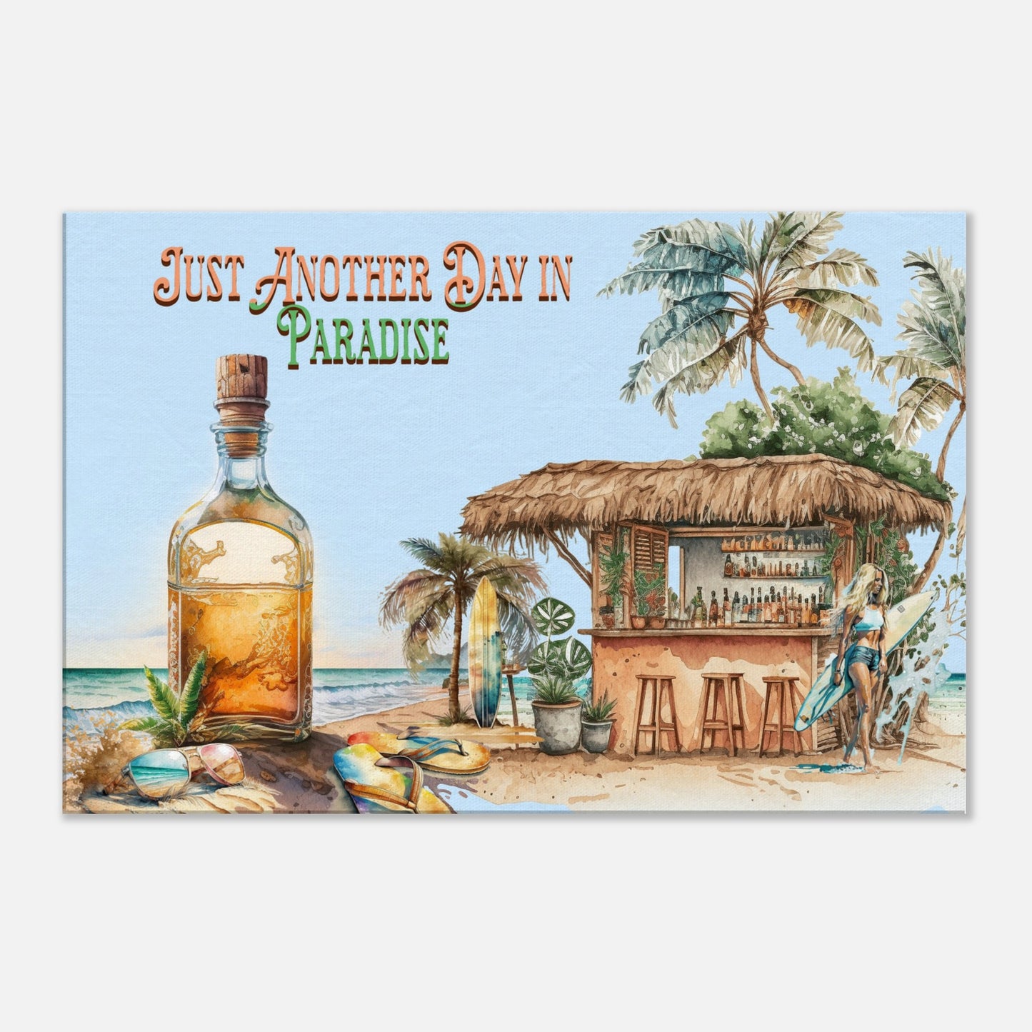 Beach Tiki Time Canvas Wall Print at Caribbean Rays