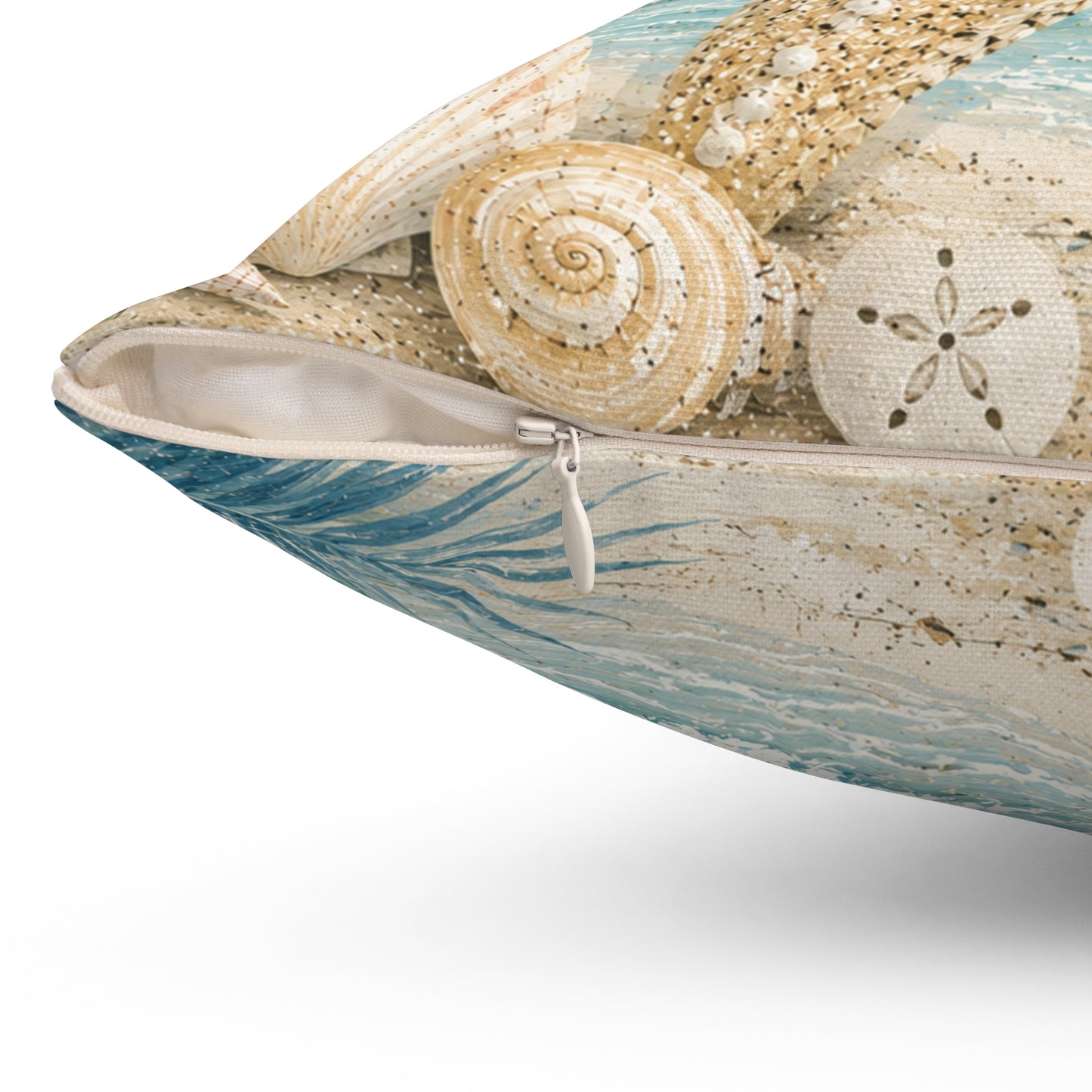 Blue Beach Spun Polyester Square Pillow