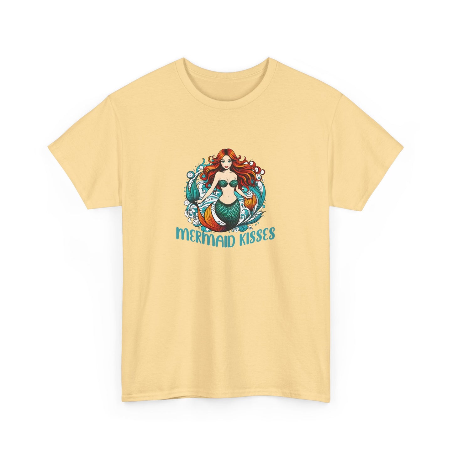 Mermaid Kisses Unisex Heavy Cotton Tee – Fun, Relaxed Vibe for Ocean Lovers