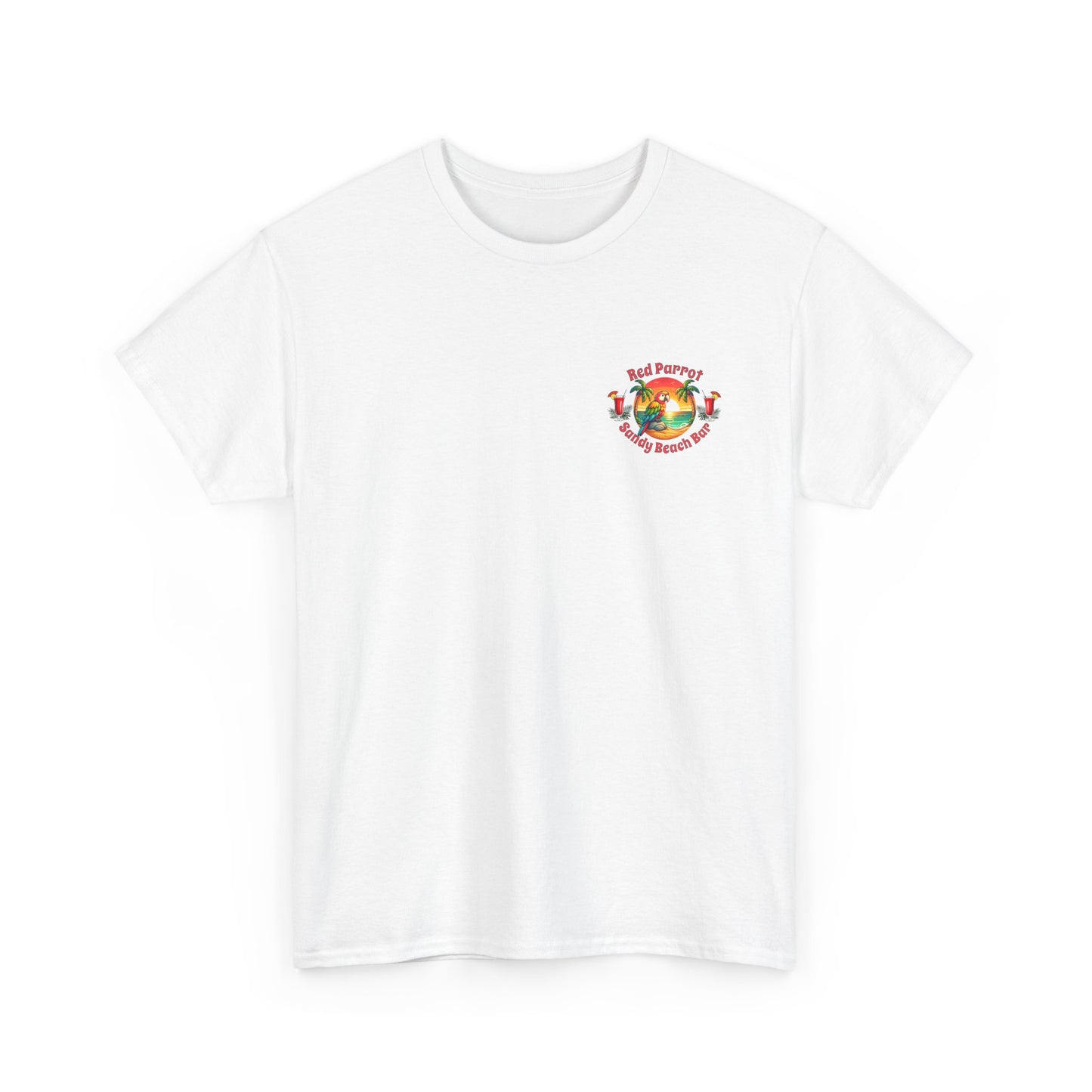 Red Parrot Sandy Beach Bar Unisex Casual Wear T-shirt