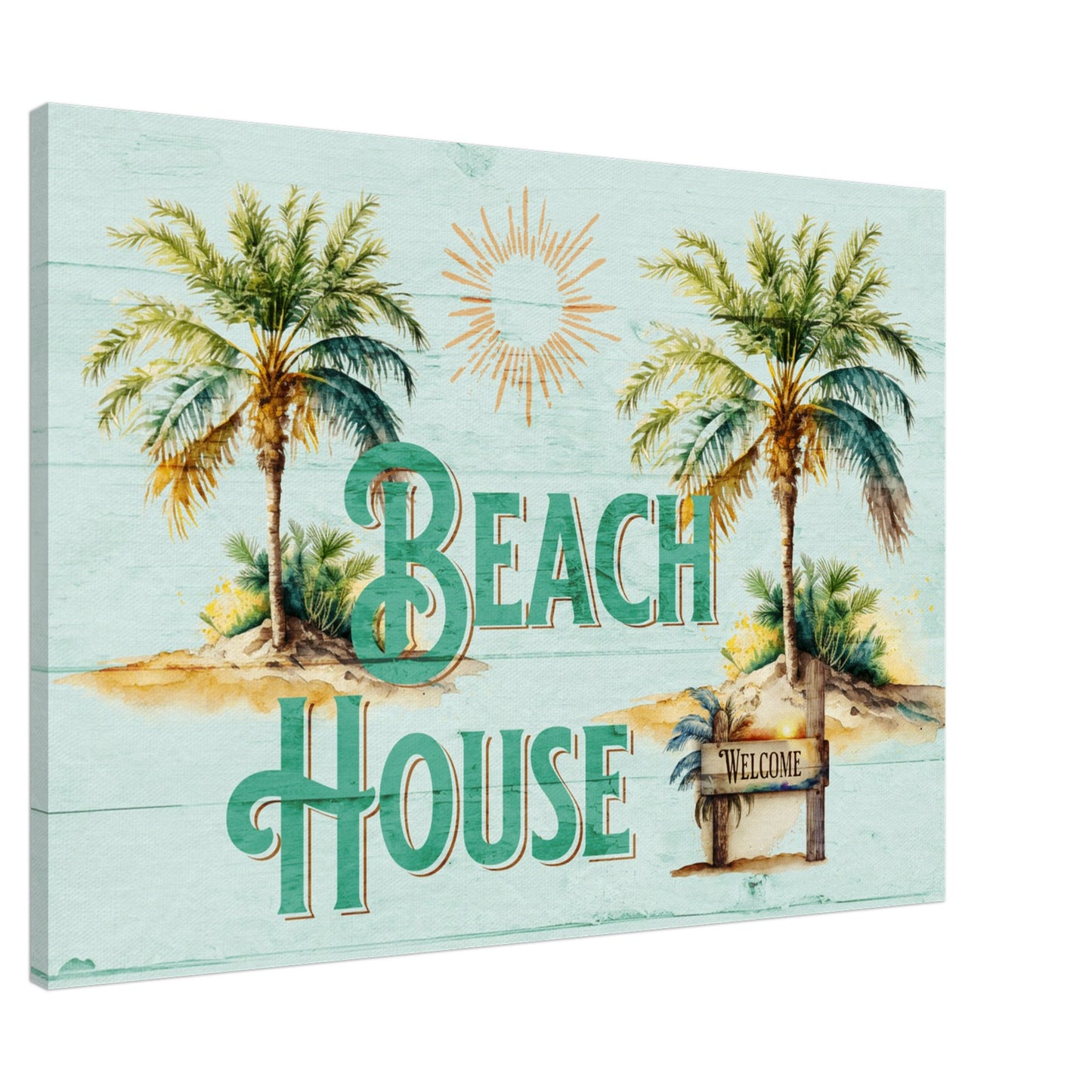 Beach House Seafoam Large Canvas Wall Print
