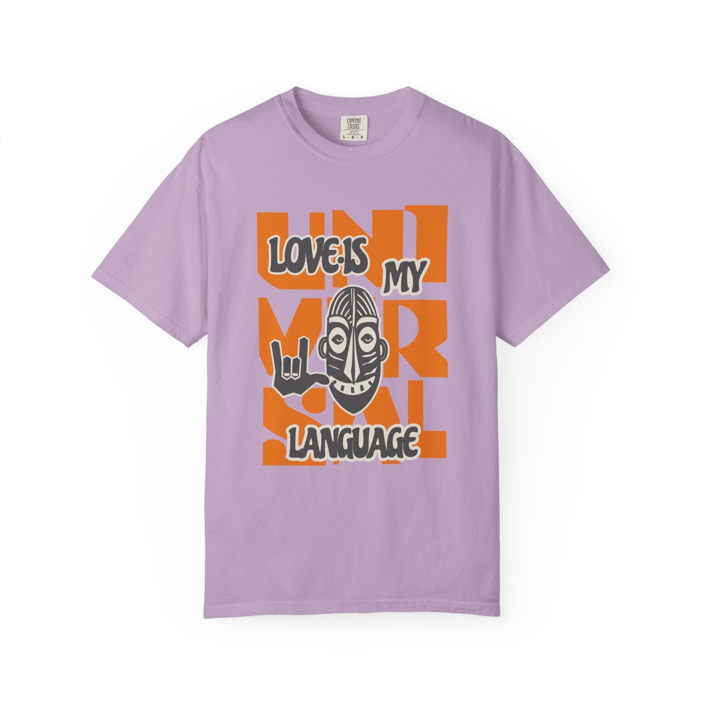 Purple t-shirt with colorful text and graphic on a white background at Caribbean Rays