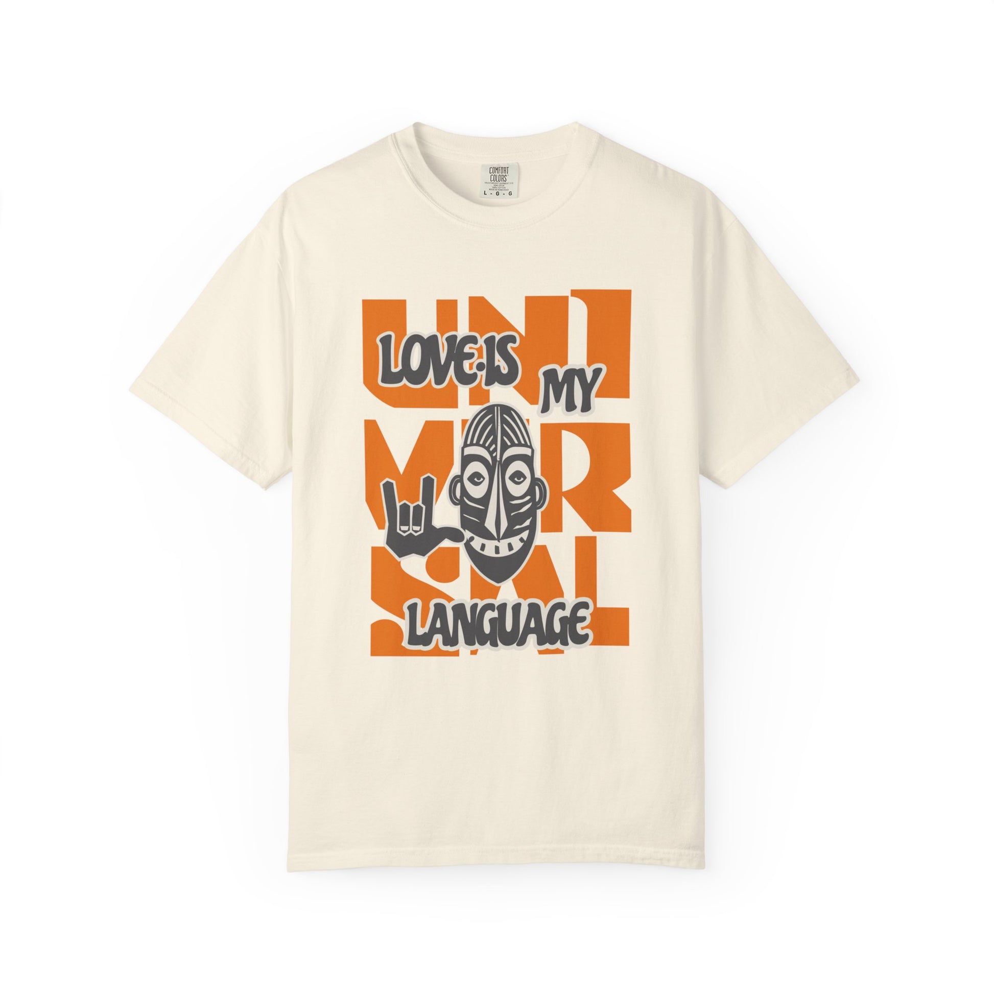 Beige t-shirt with graphic design and text on a white background at Caribbean Rays