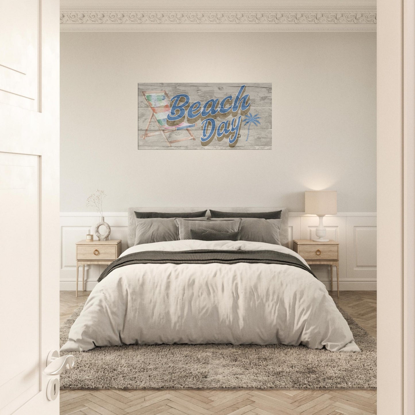 Distressed Beach Day Large Canvas Wall Print on Caribbean Rays