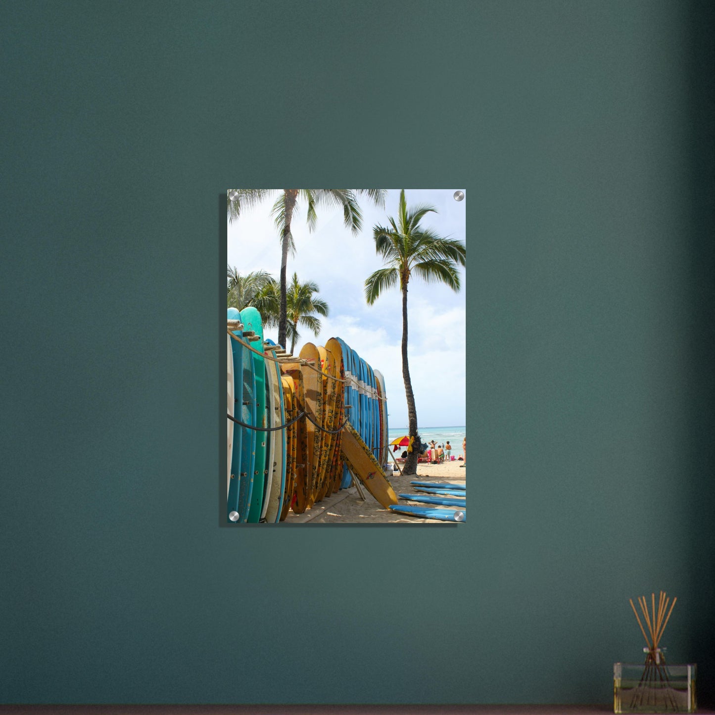 Surfboard Row Acrylic Wall Print on Caribbean Rays
