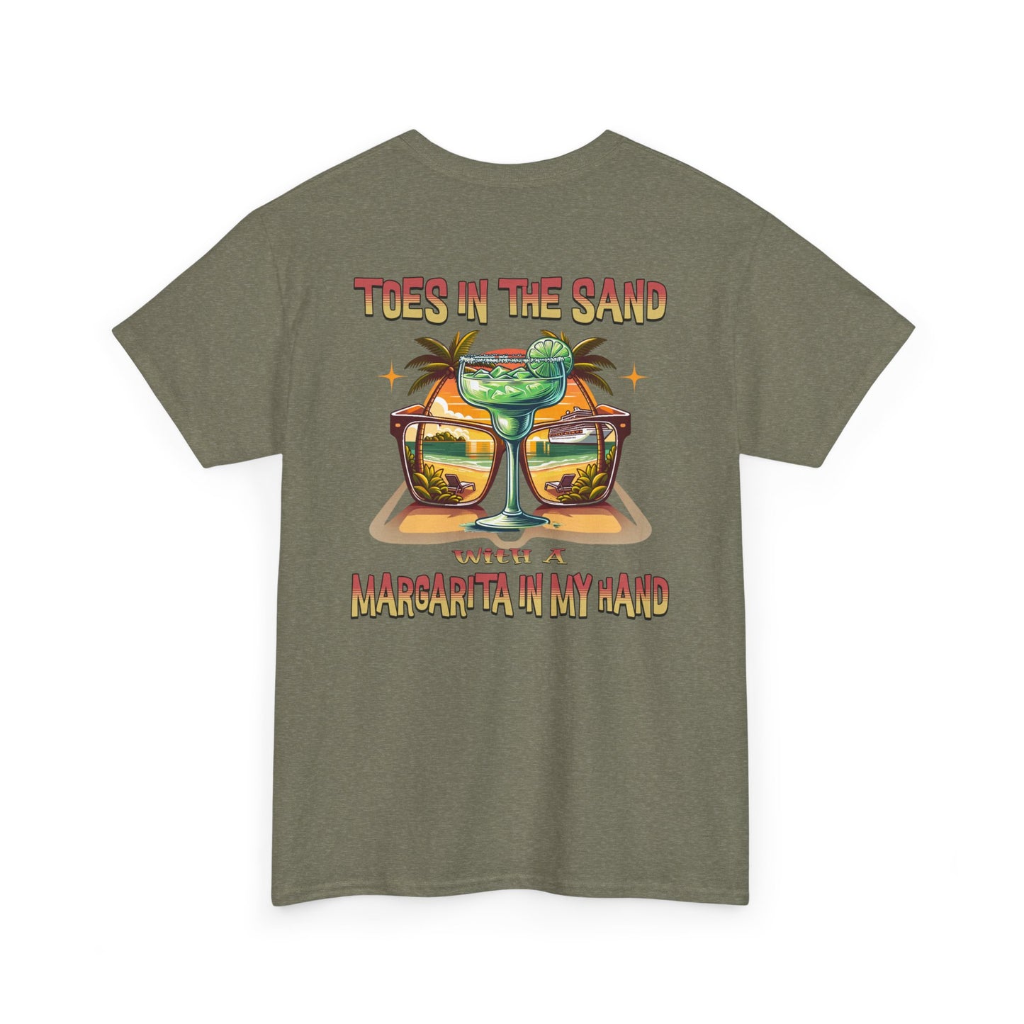 Toes in the Sand A Margarita in My Hand Unisex Heavy Cotton Tee on Caibbean Rays