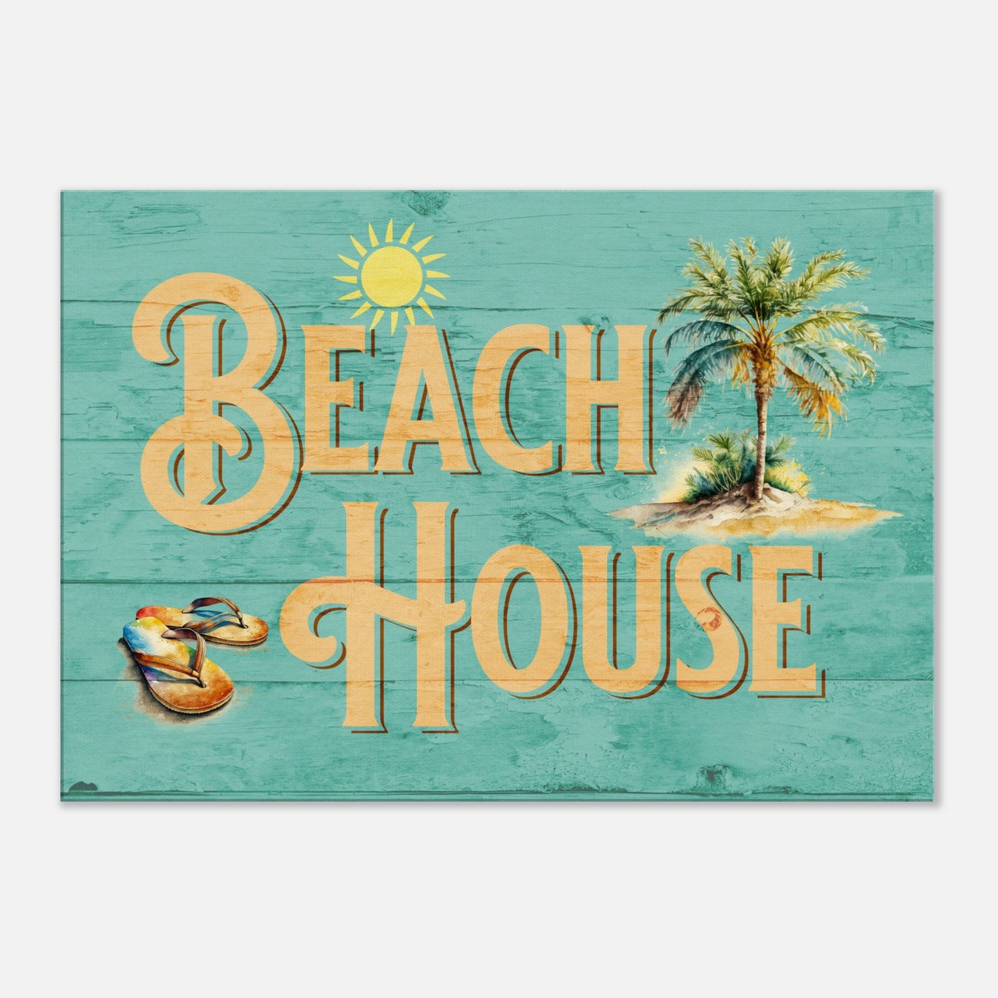 Beach House Turquoise Large Canvas Wall Print at Caribbean Rays
