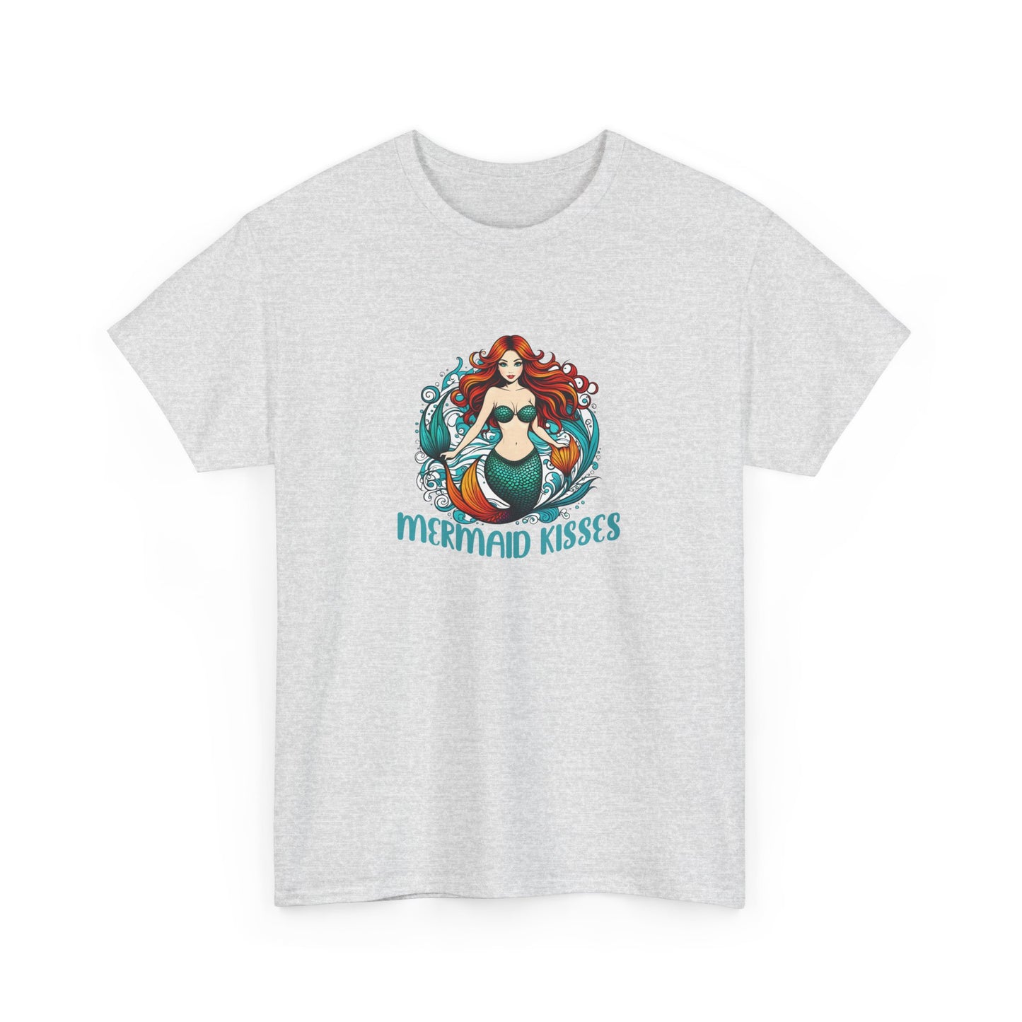 Mermaid Kisses Unisex Heavy Cotton Tee – Fun, Relaxed Vibe for Ocean Lovers