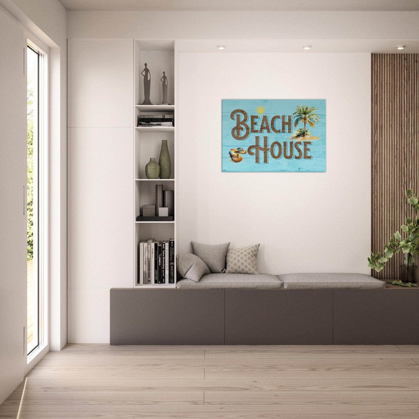 Beach House Light Blue Large Canvas Wall Print - Caribbean Rays