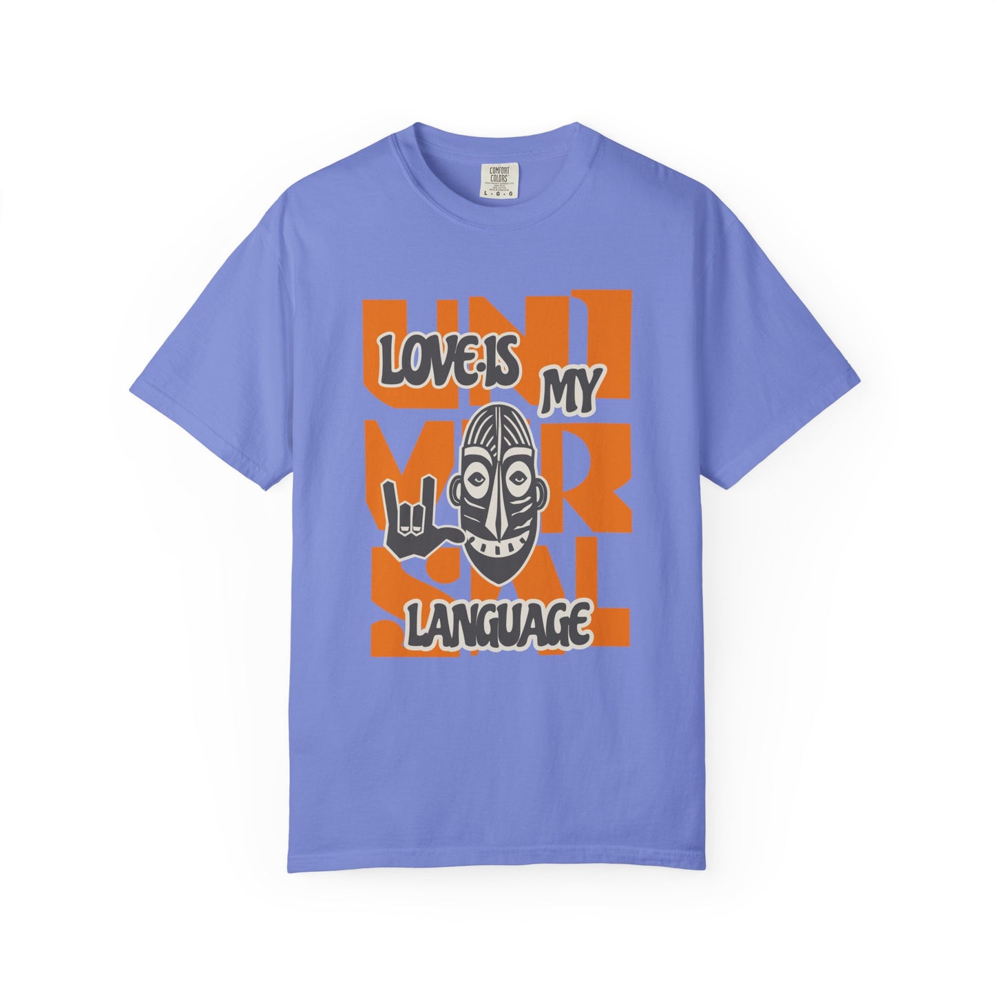 Purple t-shirt with colorful graphic design on a white background at Caribbean Rays