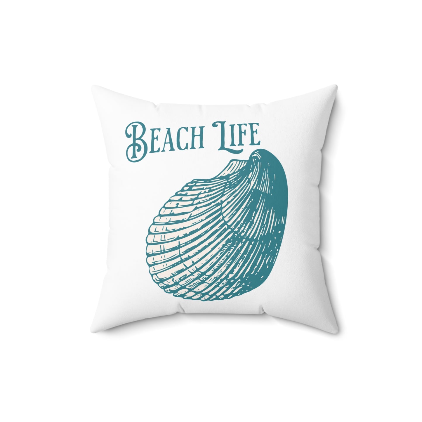 Beach Life Sea Shell Aqua Spun Polyester Square Pillow