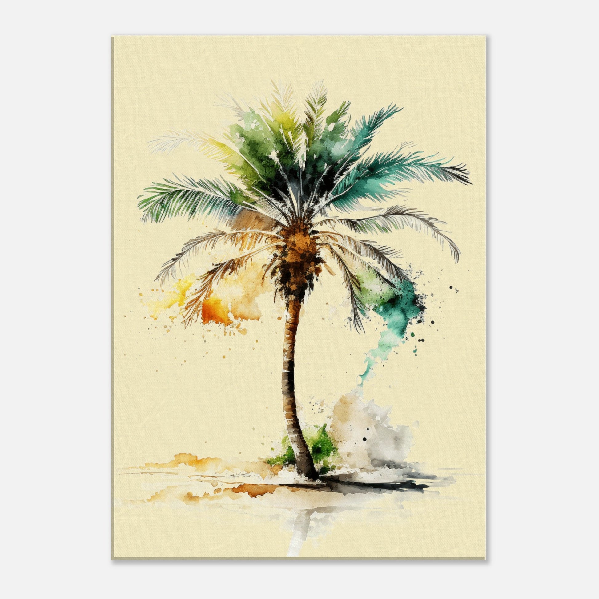 Tropical Single Palm Tree Left Canvas by Caribbean Rays