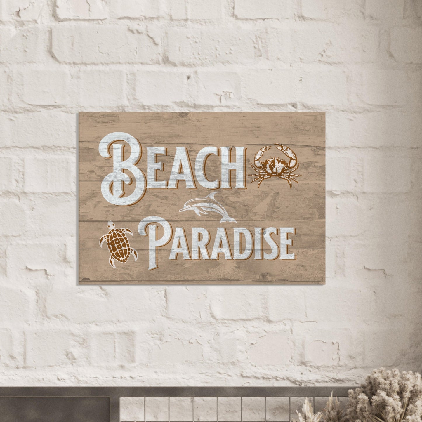 Distressed Beach Paradise Large Canvas Wall Print by Caribbean Rays