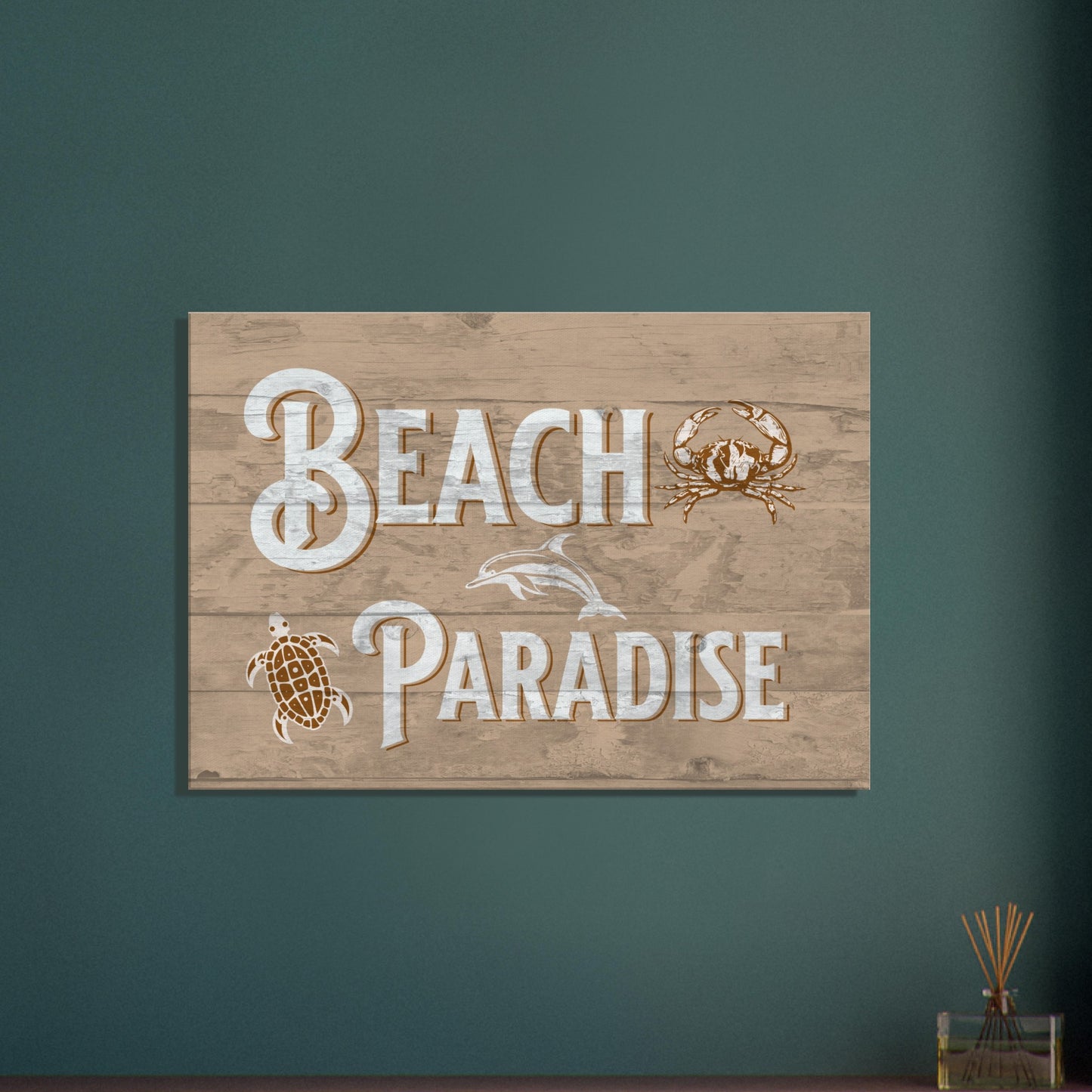 Distressed Beach Paradise Large Canvas Wall Print on Caribbean Rays