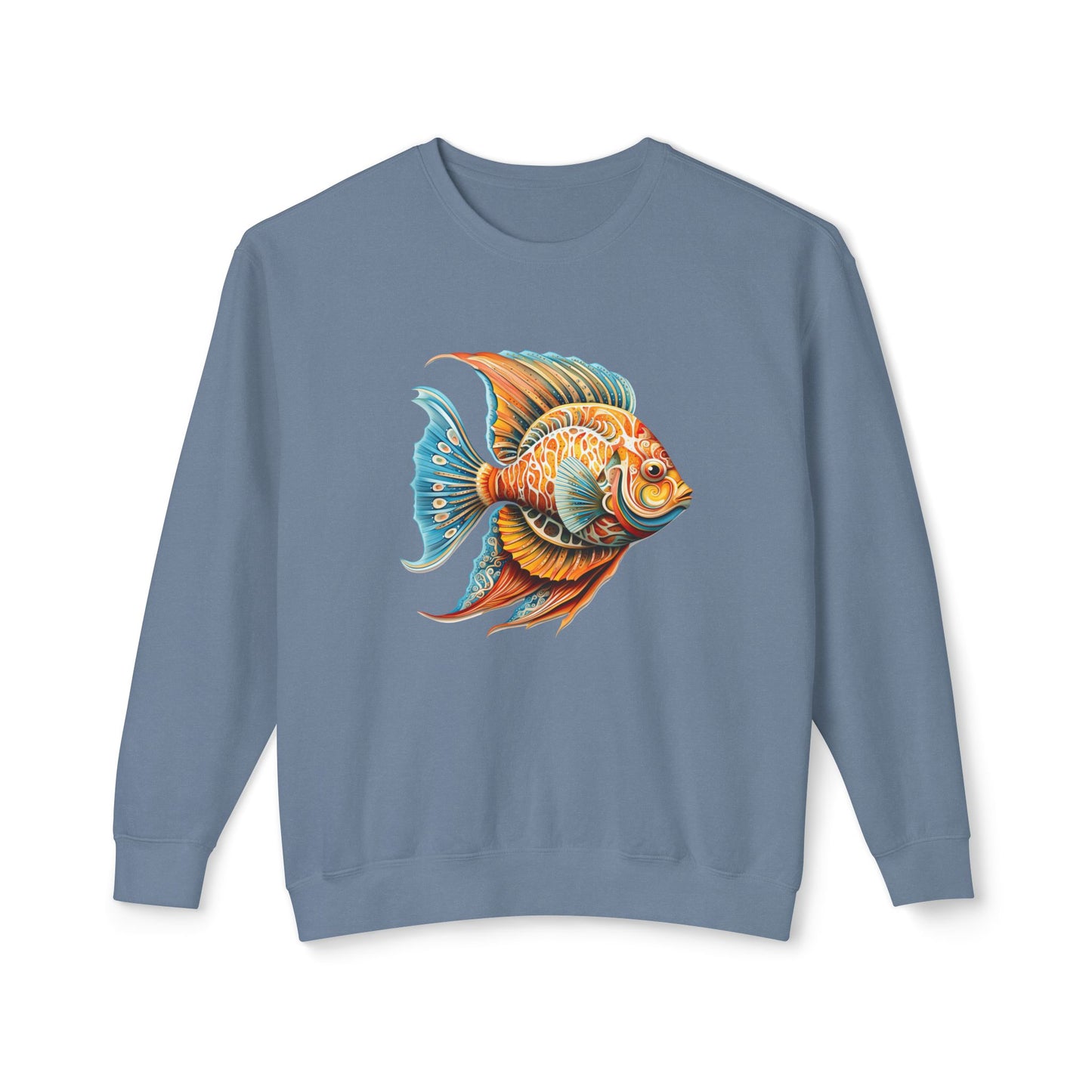 Beach Club Vibrant Fish Art Unisex Lightweight Crewneck Sweatshirt