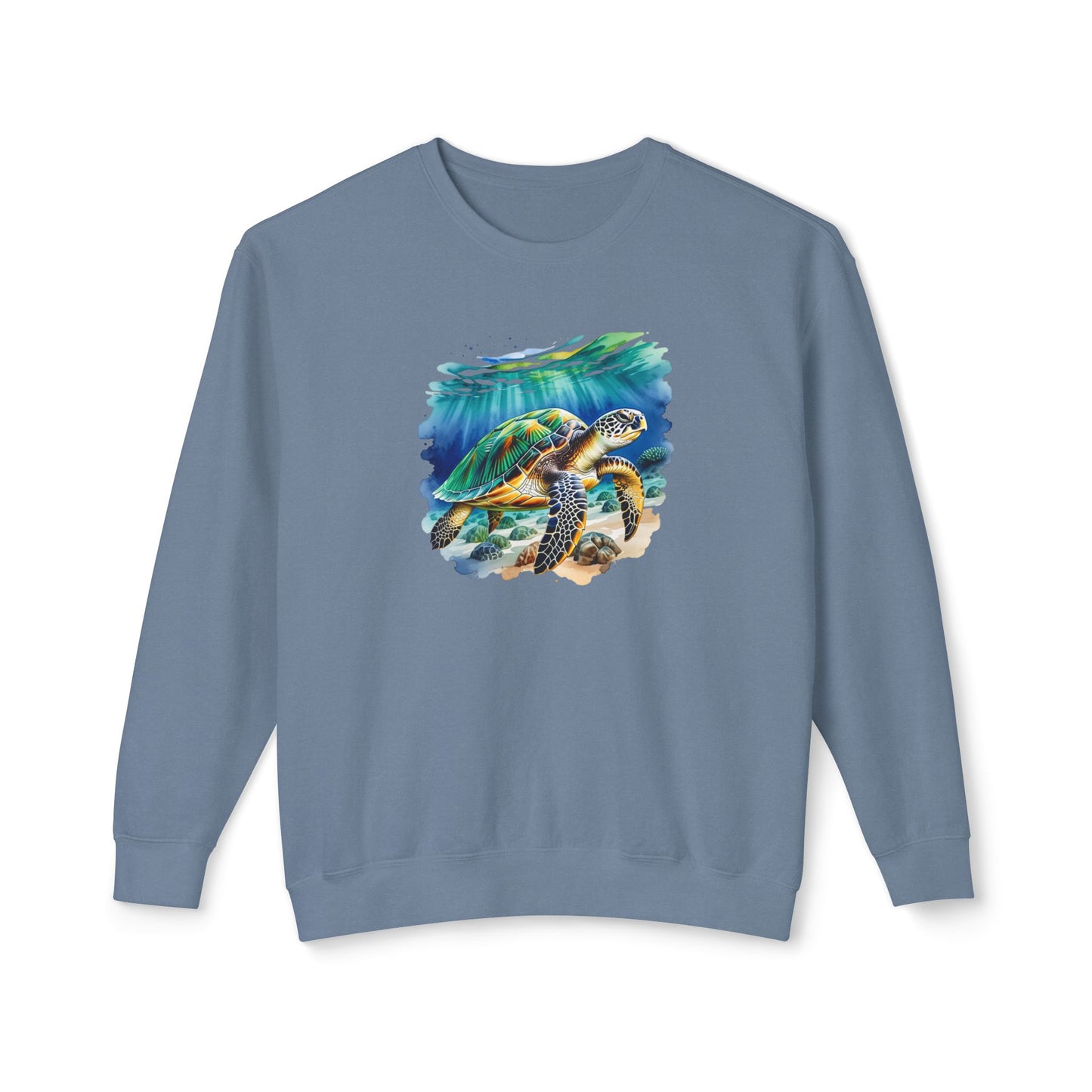 Ocean Turtle Unisex Lightweight Crewneck Sweatshirt Caribbean Rays