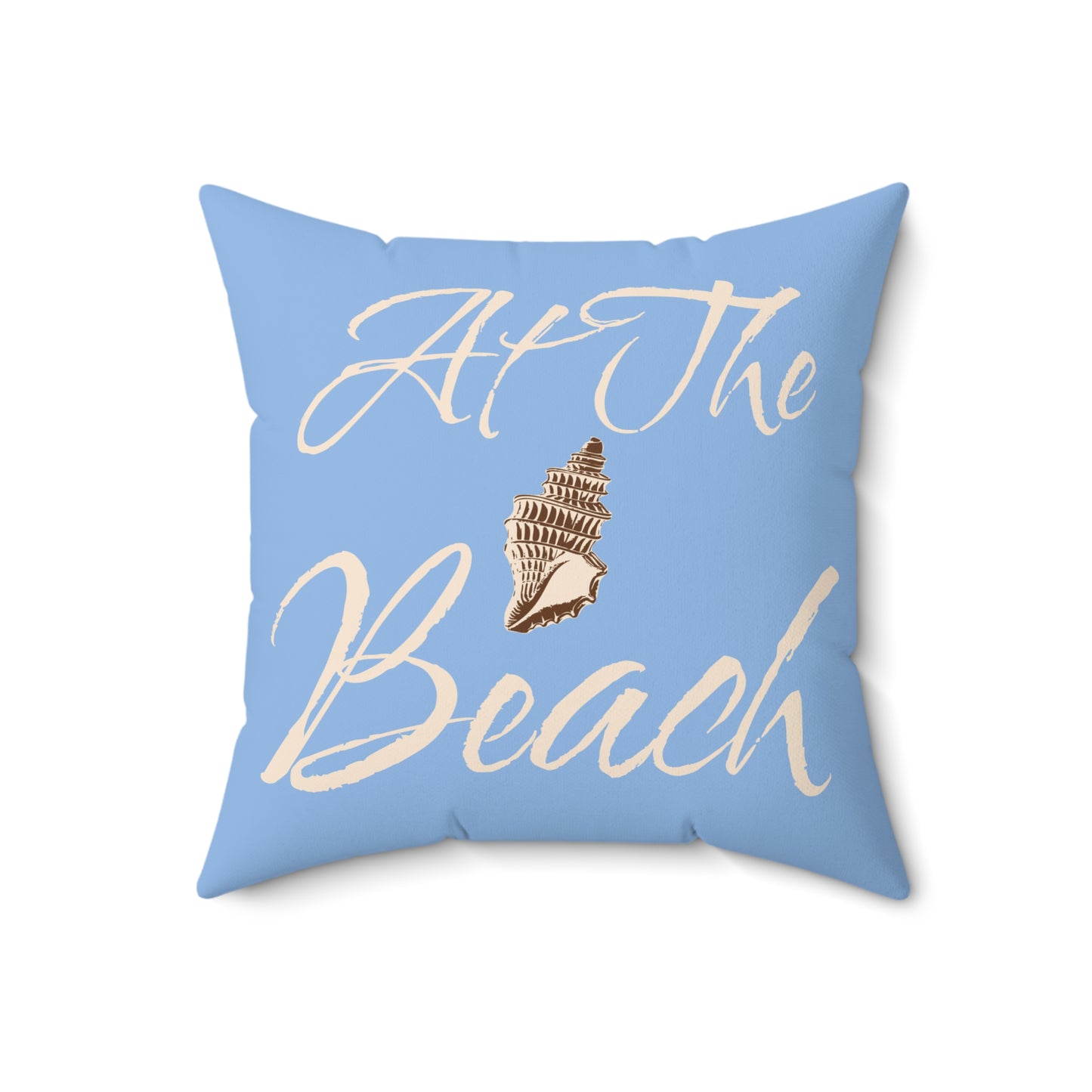 At The Beach Blue Spun Polyester Square Pillow