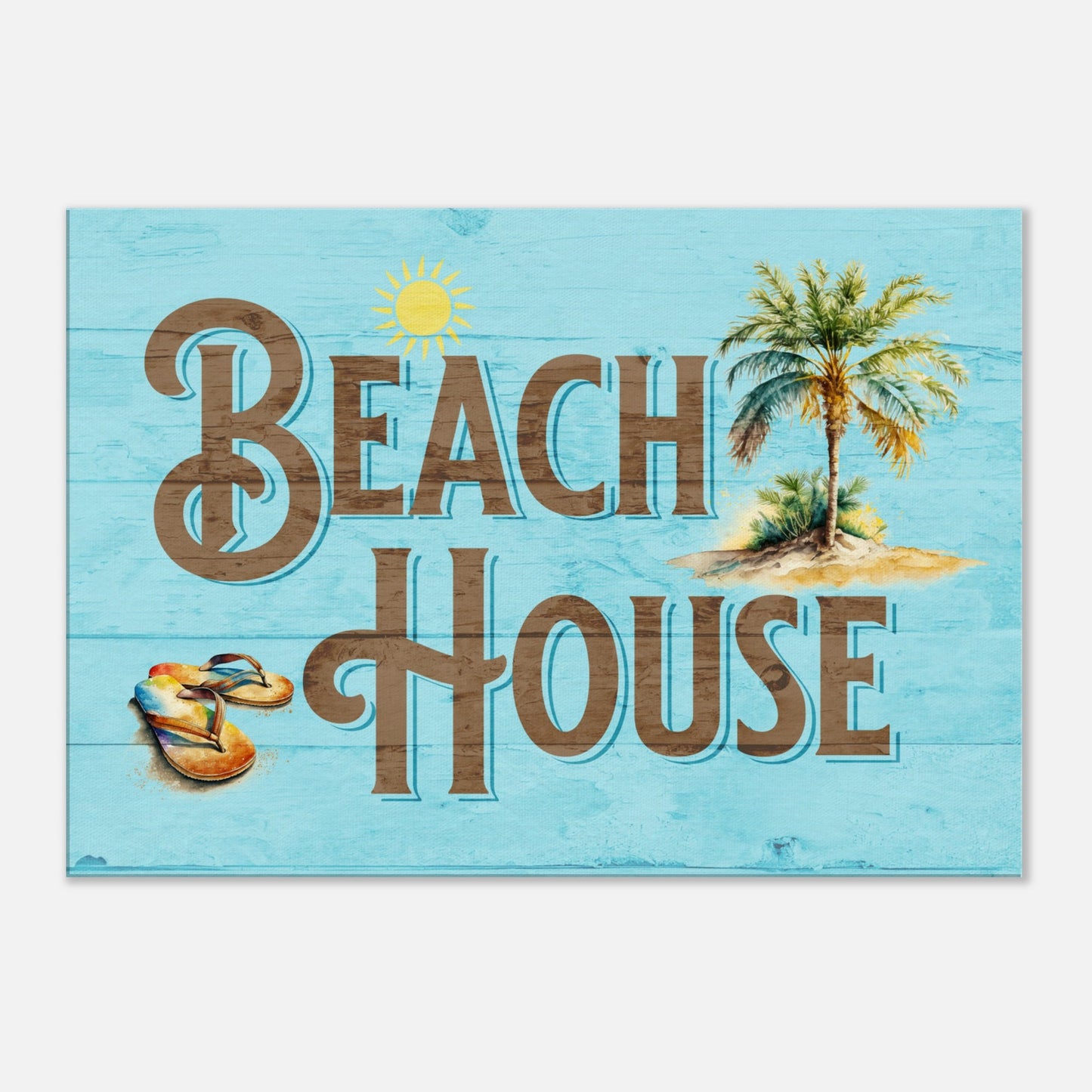 Beach House Light Blue Large Canvas Wall Print at Caribbean Rays