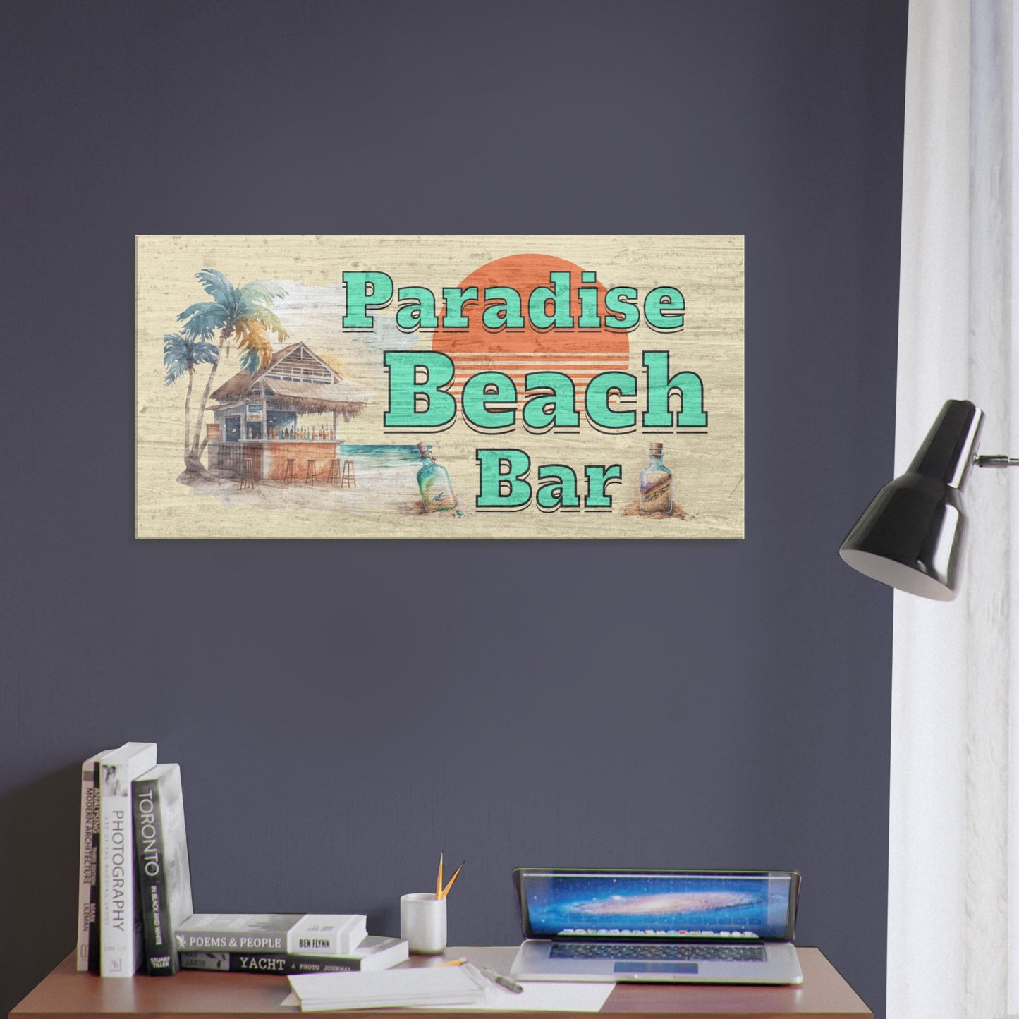 Paradise Beach Bar Canvas Wall Print Caribbean Rays