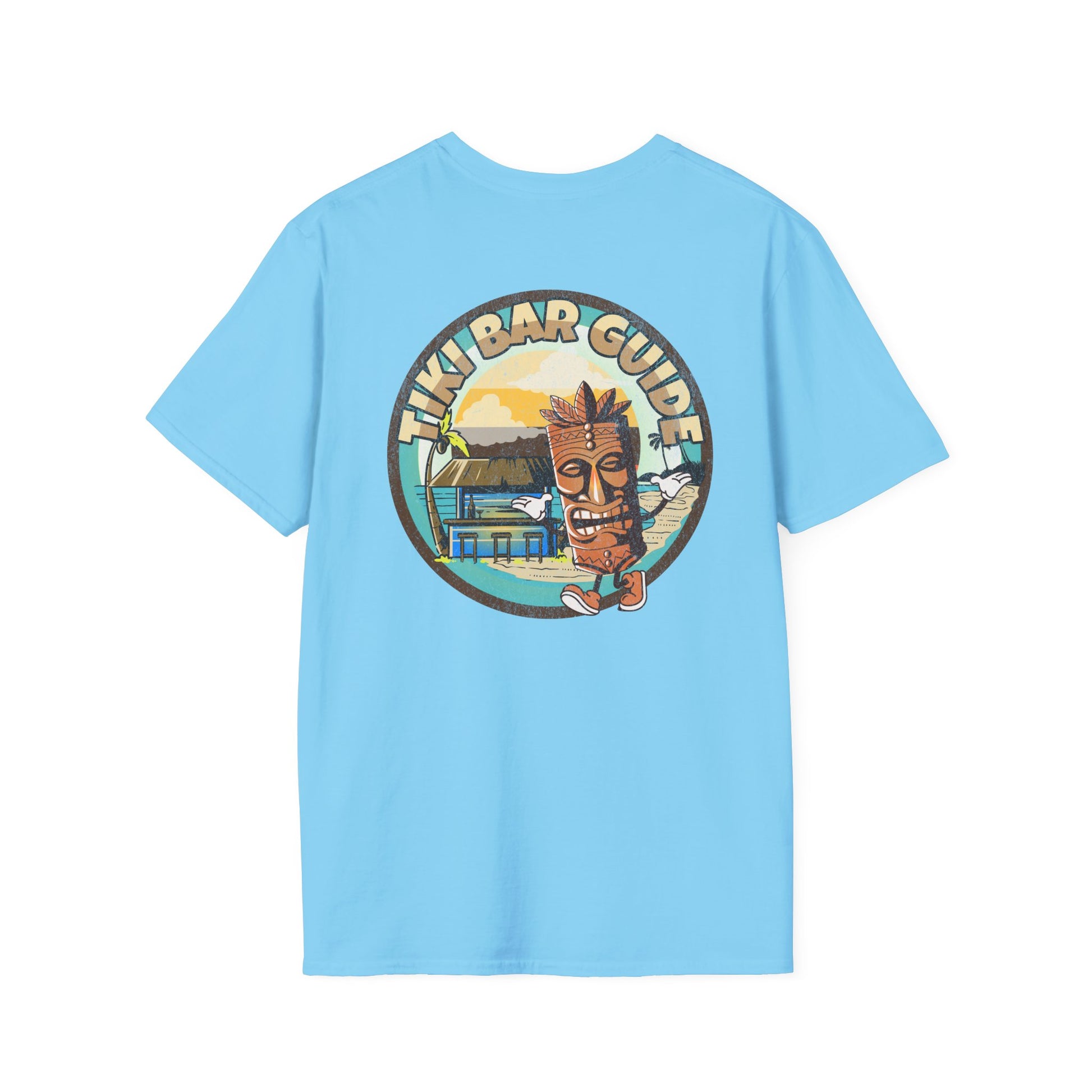 Tiki Bar Guide unisex softstyle T-Shirt on Caribbean Rays