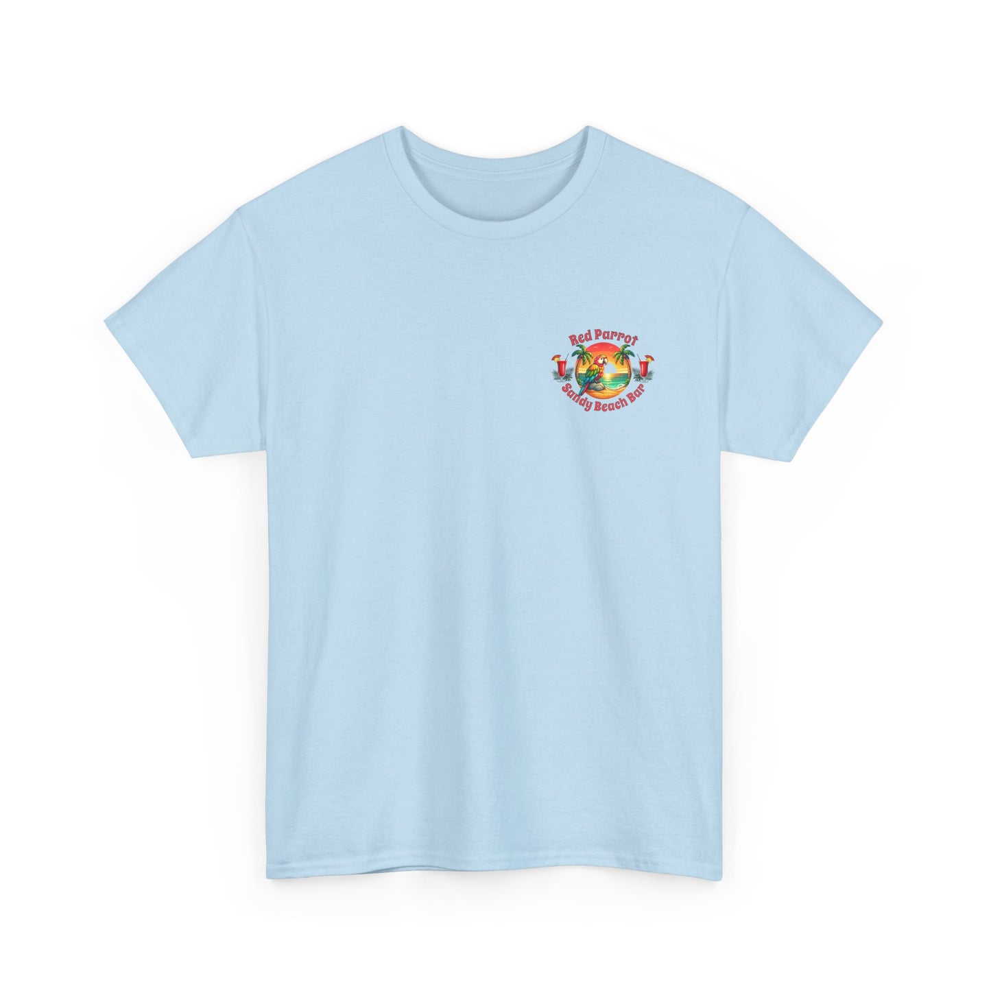 Red Parrot Sandy Beach Bar Unisex Casual Wear T-shirt