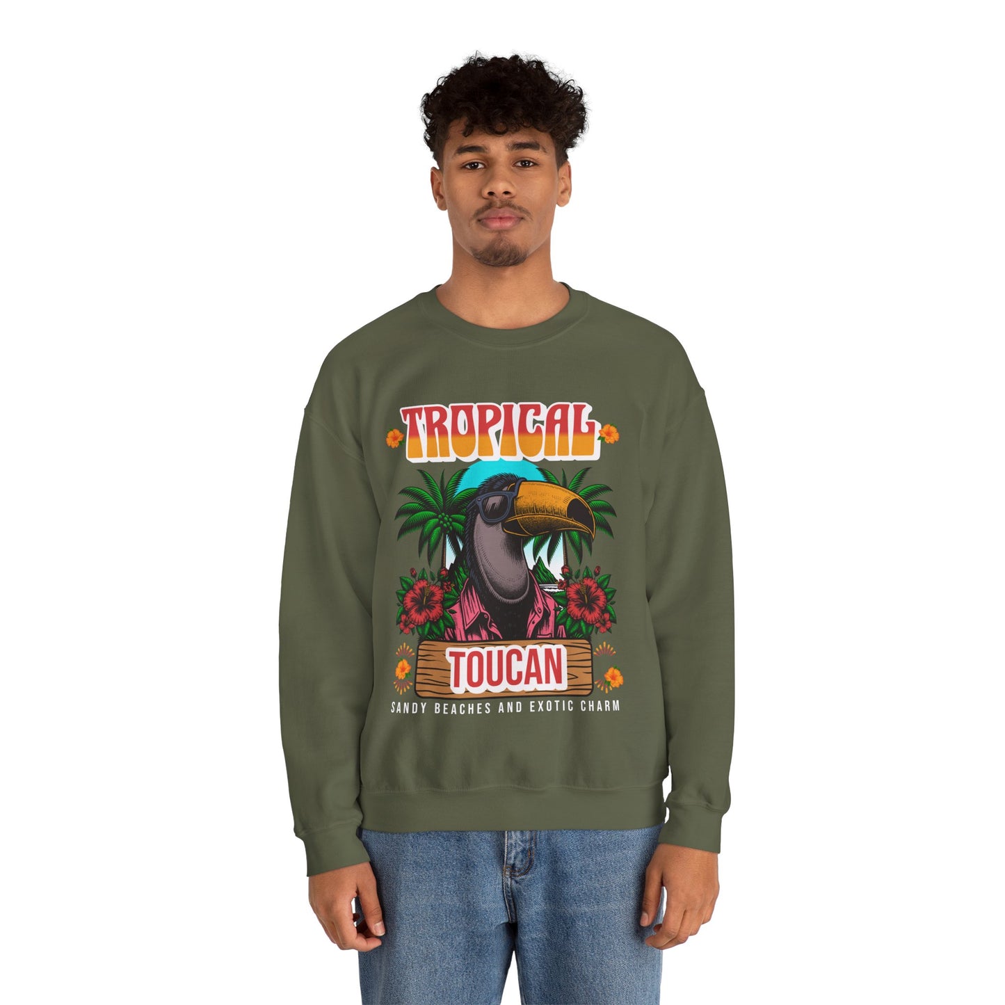 Tropical Toucan Crewneck Sweatshirt – Unisex Heavy Blend