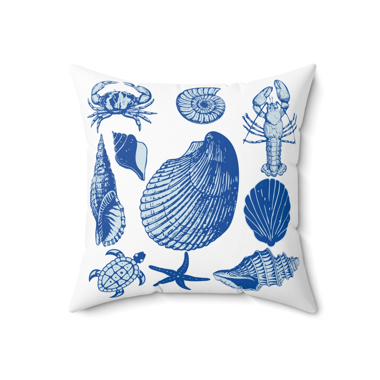 Blue Beach Spun Polyester Square Pillow