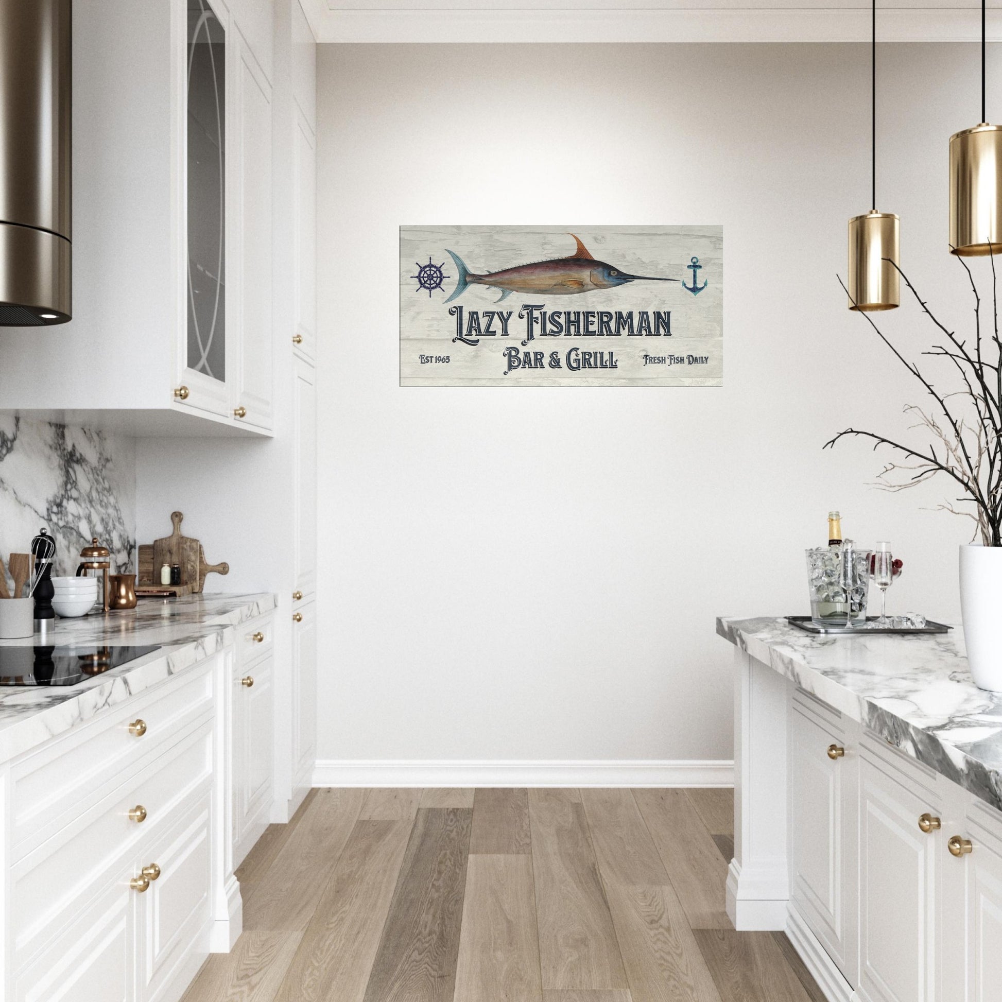 Lazy Fisherman Bar & Grill Canvas Wall Print - Caribbean Rays