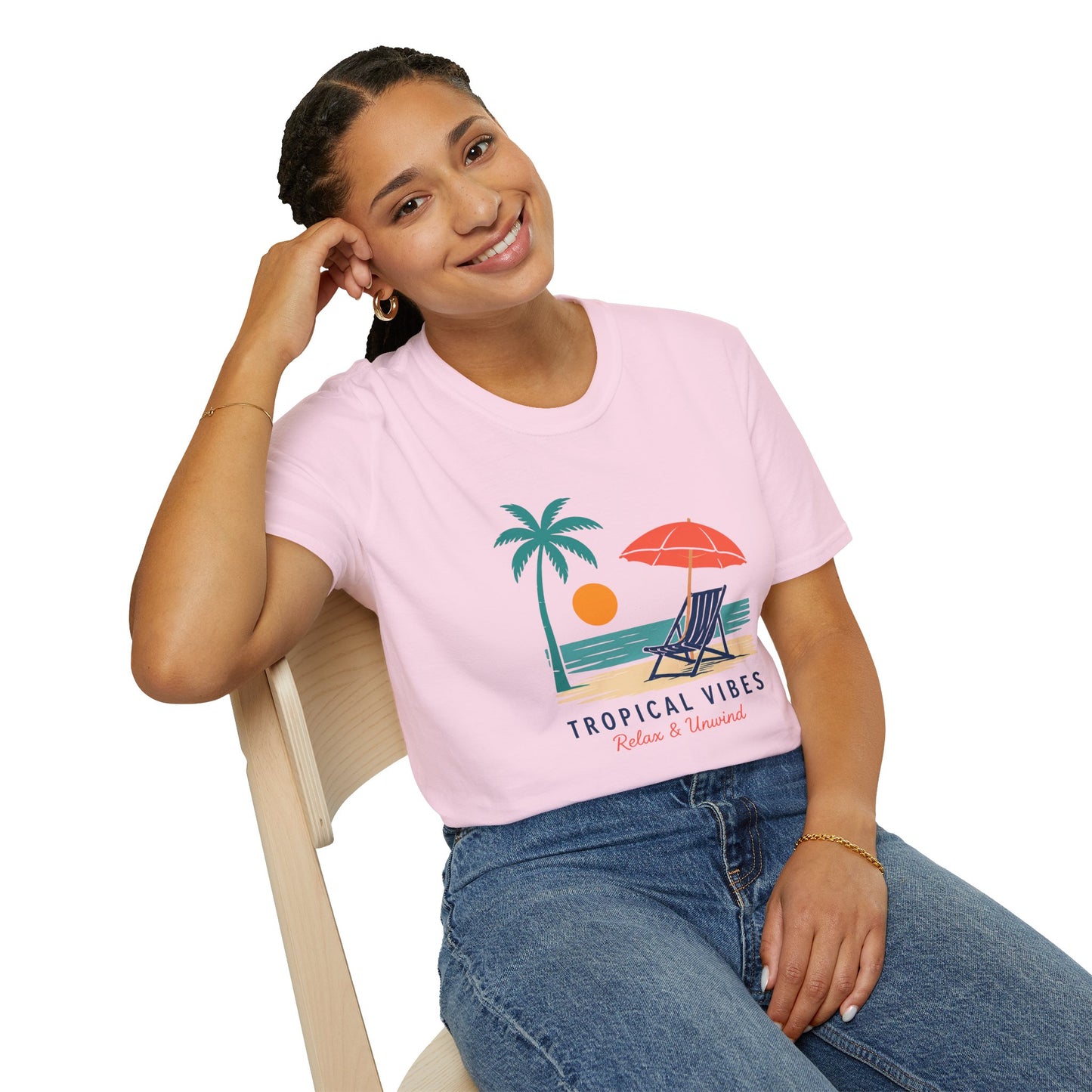 Tropical Vibes Beach Scene Tee (Relax & Unwind)