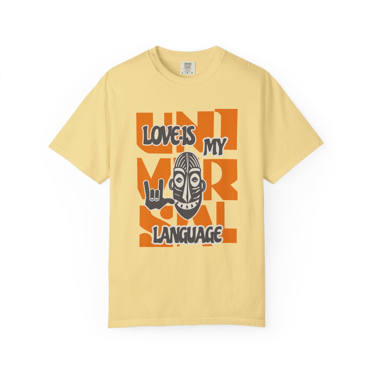 Yellow t-shirt with graphic design and text on a white background at Caribbean Rays