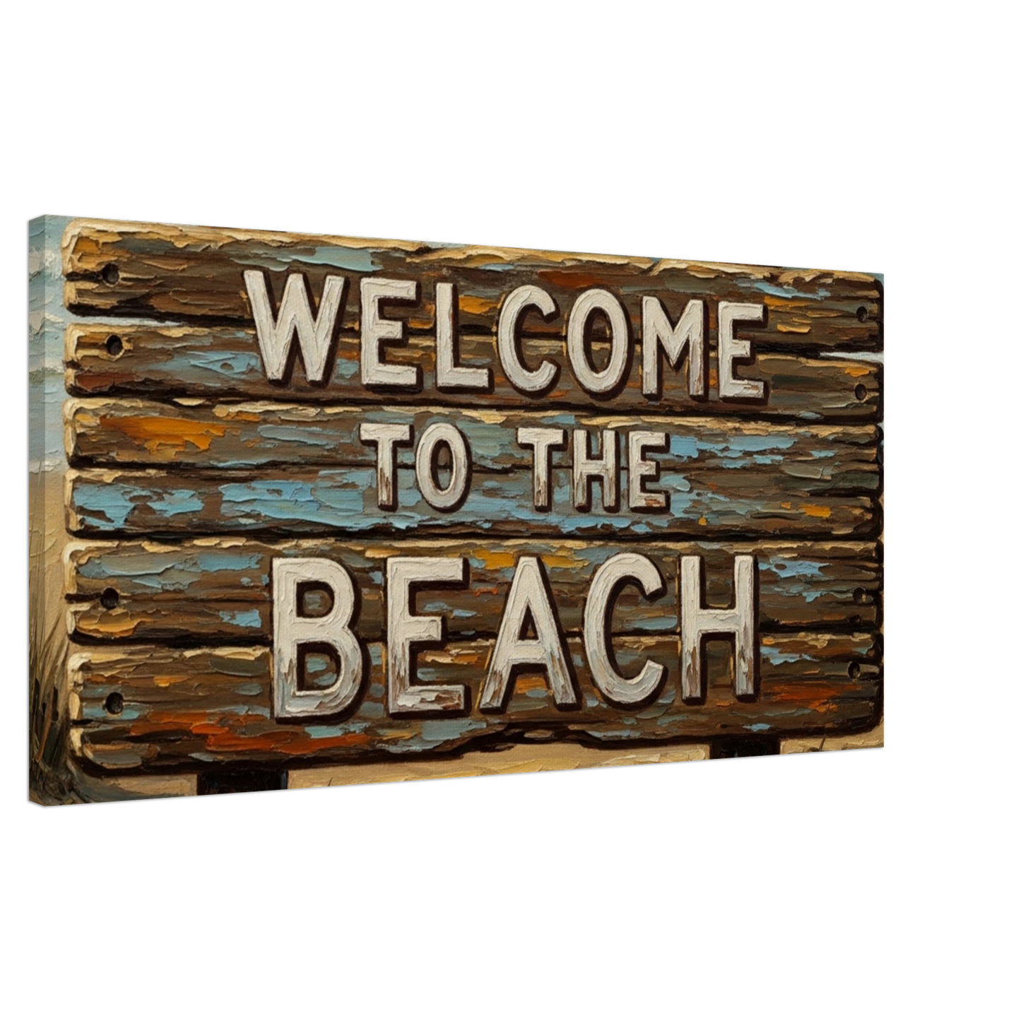 Rustic Welcome to the Beach Lg Canvas Print by Caribbean Rays