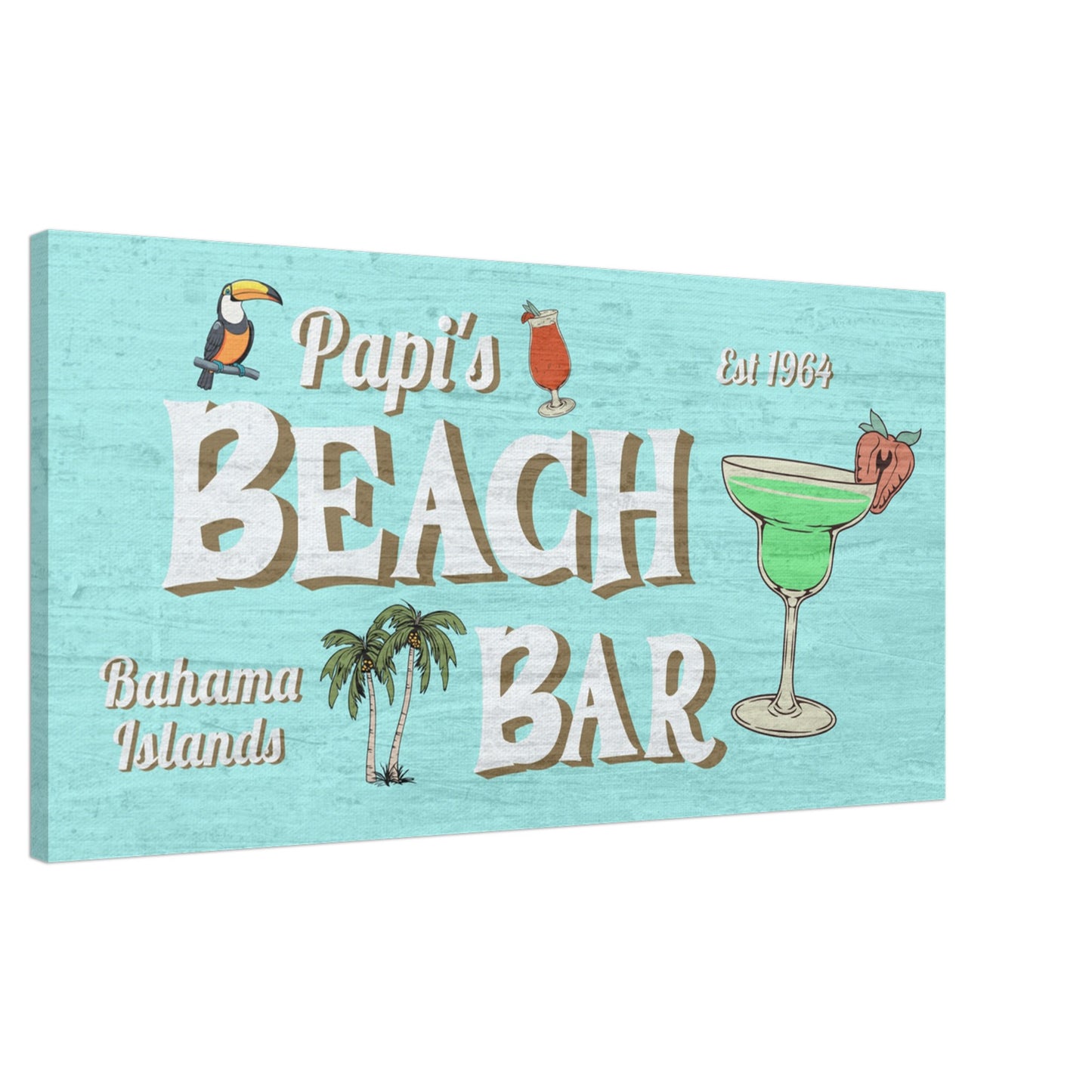 Papi's Beach Bar Large Canvas Wall Print, Caribbean Rays