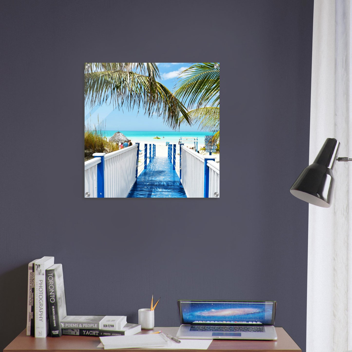 Blue Walk Way to Paradise Acrylic Wall Print on Caribbean Rays