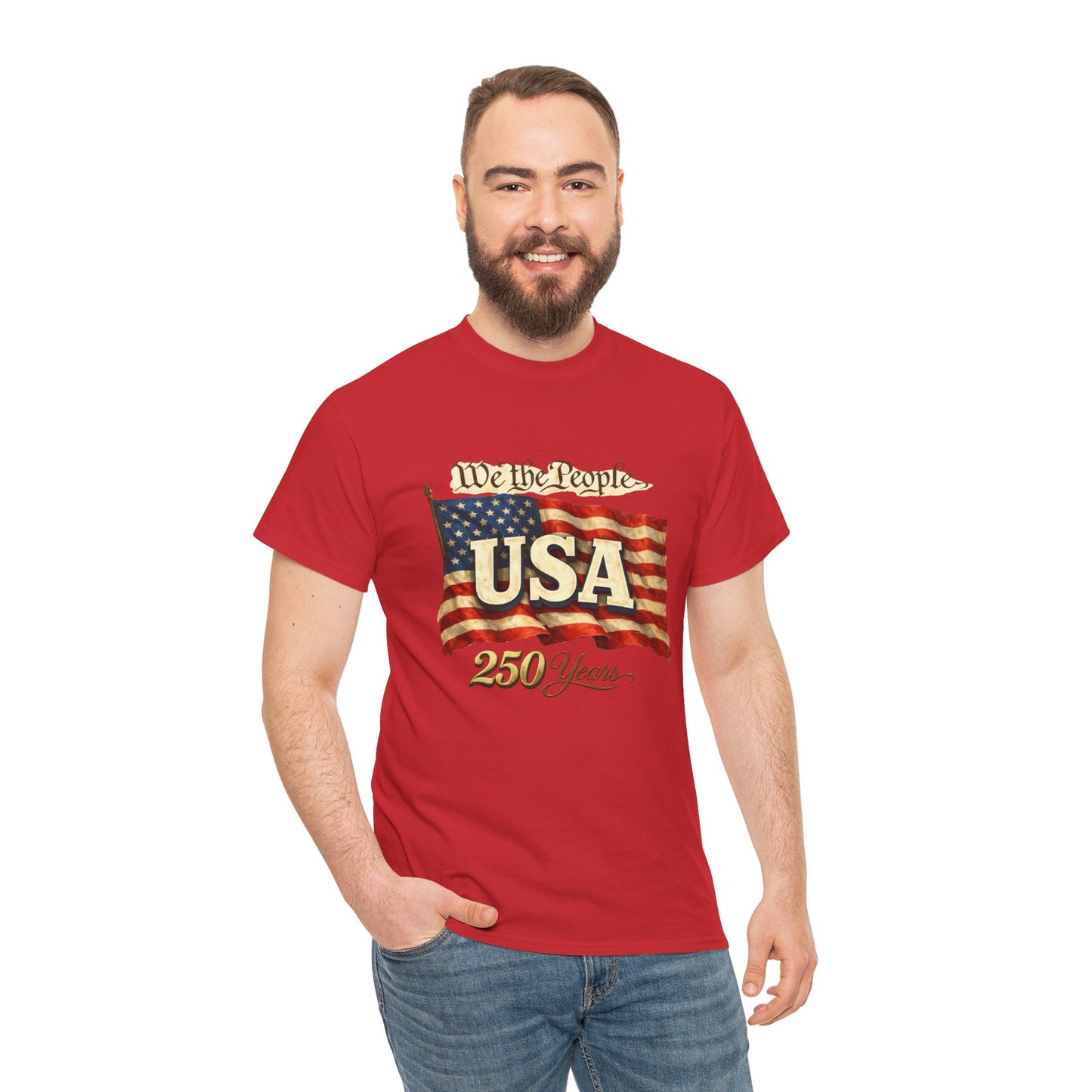 USA 250 Years Vintage Flag T-Shirt — "We the People" Patriotic Tee