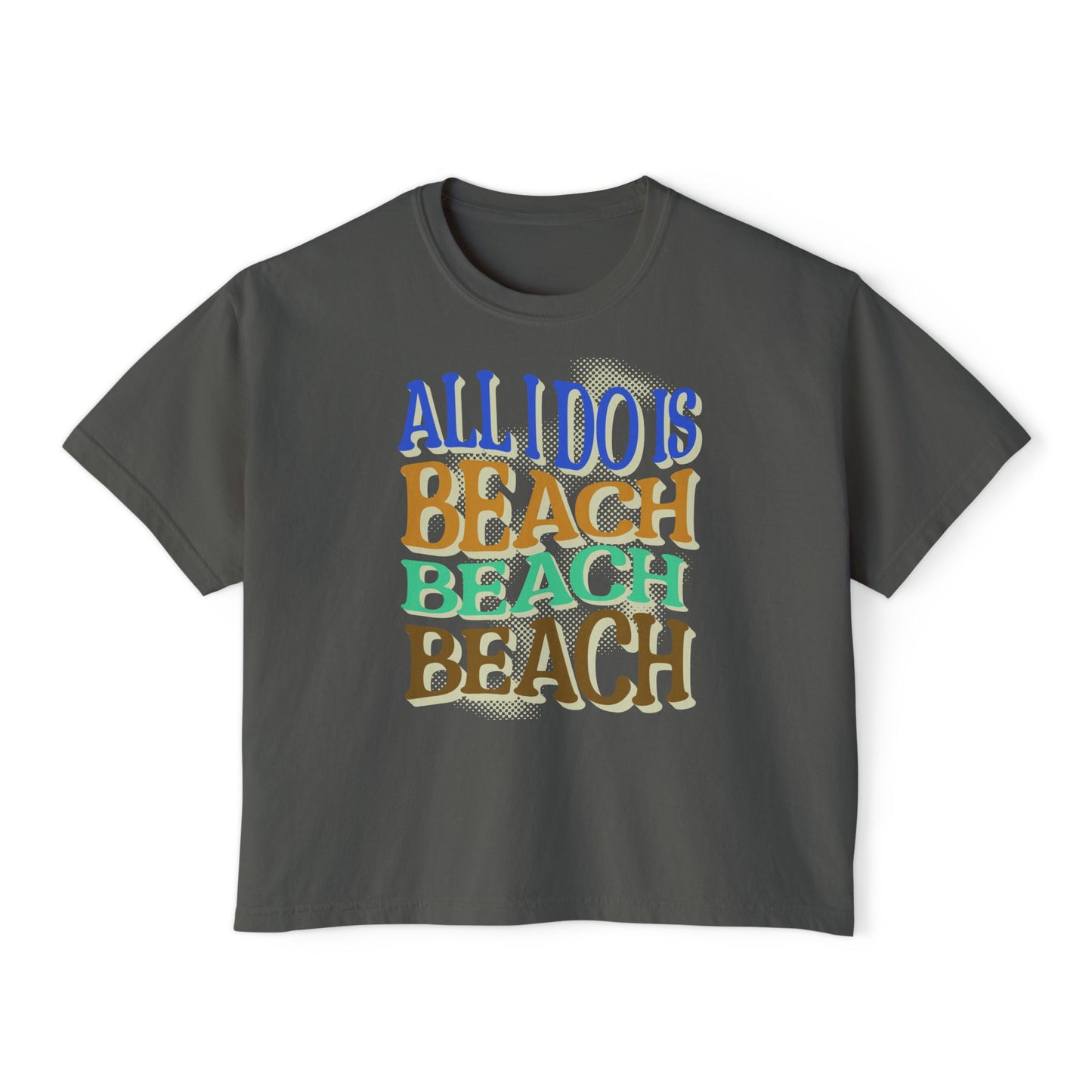 Beach Beach Beach Women's Boxy Tee, Summer T-Shirt, Casual Beachwear, - Caribbean Rays