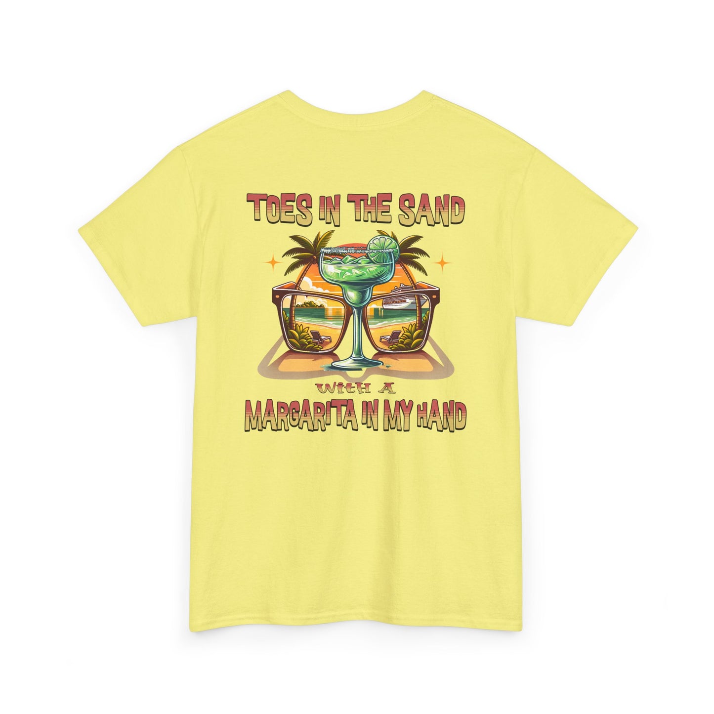 Toes in the Sand A Margarita in My Hand Unisex Heavy Cotton Tee on Caibbean Rays